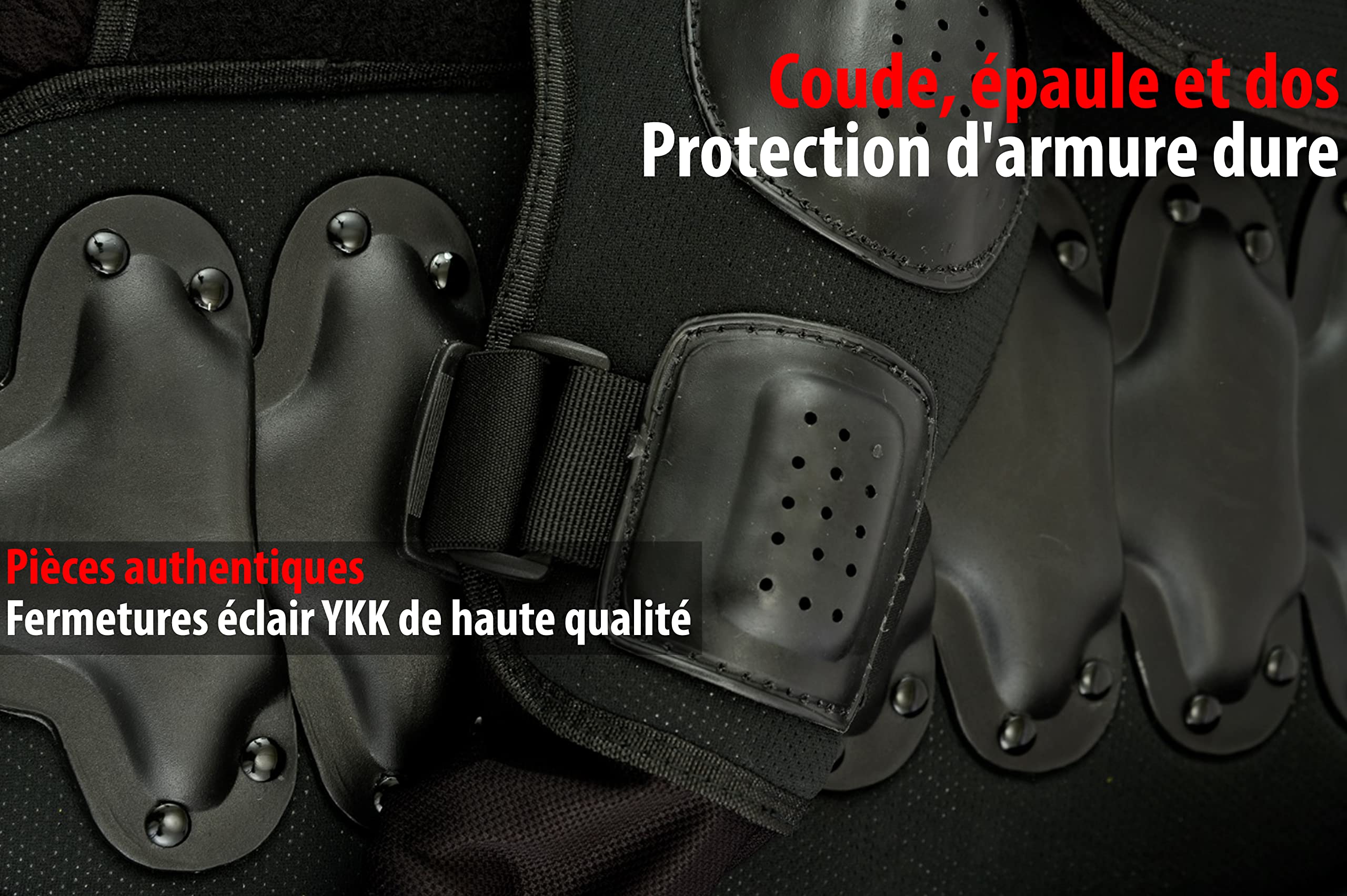 Texpeed - veste pour enfants - Veste de motocross avec protection dorsale pour activités sportives - protection de poitrine - Noir