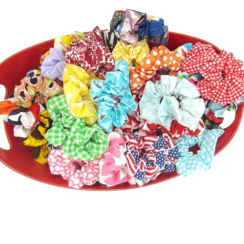 Print Fabric Scrunchies-Over 50 Colors To Choose From (Lime Polka Dot)