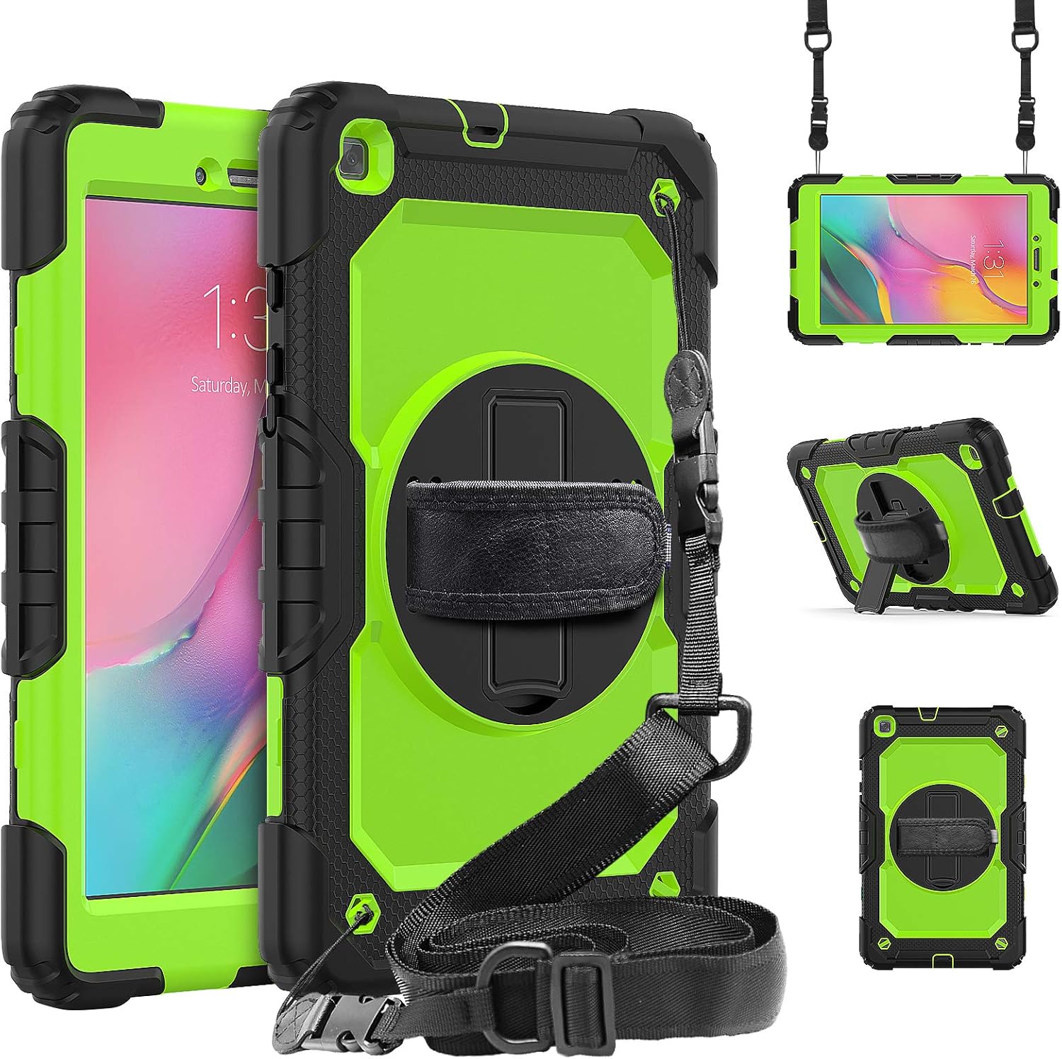 Samsung Galaxy Tab A 8.0 Case 2019 for Kids | Galaxy Tab A 8.0 Case SM-T290/T295/T297 with Kickstand & Screen Protector| Blosomeet Shockproof Protective Cover w/Hand Shoulder Strap | Green