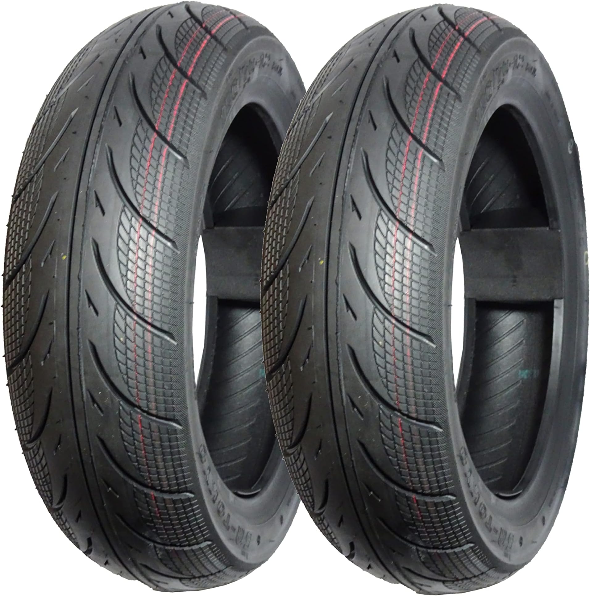 5A01 Set of 2 Scooter Tubeless Tires 130/70-12, Front/Rear Motorcycle/Moped 12" Rim