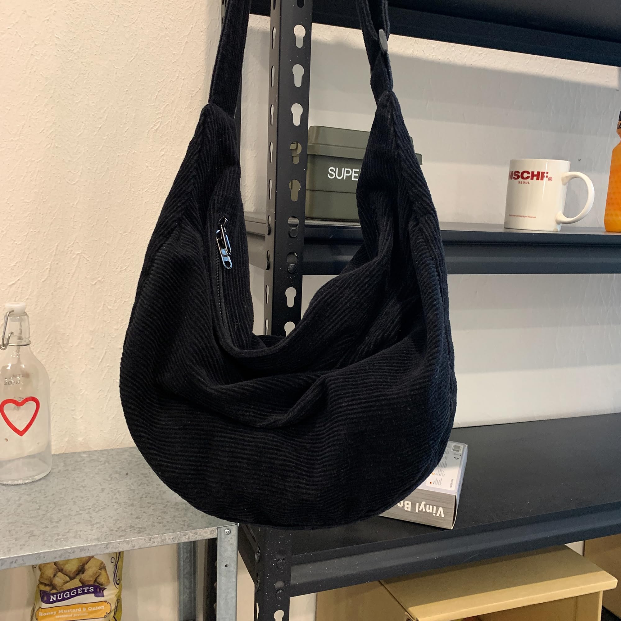 Sac Bandoulière Femme En Velours CôTelé Pour Sac à Main, Velours Côtelé Sac à Main Bandoulière Loisirs Sac Banane Tote Bag Pour l'école Le Bureau Le Travail Les Voyages Les Excursions
