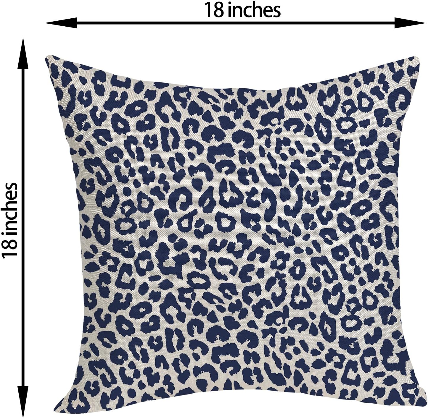 Leopard Print Pillow Covers 18x18 Pack of 2 Navy Blue Animal Pattern Cheetah Decorative Throw Pillow Covers Outdoor Decor Boho Abstract Modern Pillowcase Farmhouse Cushion Case for Couch Sofa - Image 2