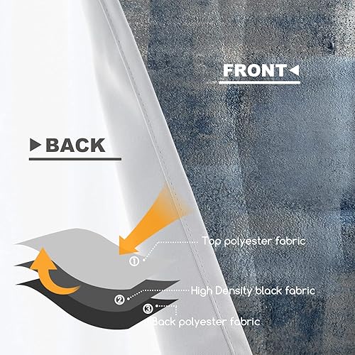 Miniatura 3 de Shrahala Cenefas de cocina con diseño de arte azul y gris, pintura abstracta azul y gris, cortina de media ventana, tratamiento de ventana, opaco de