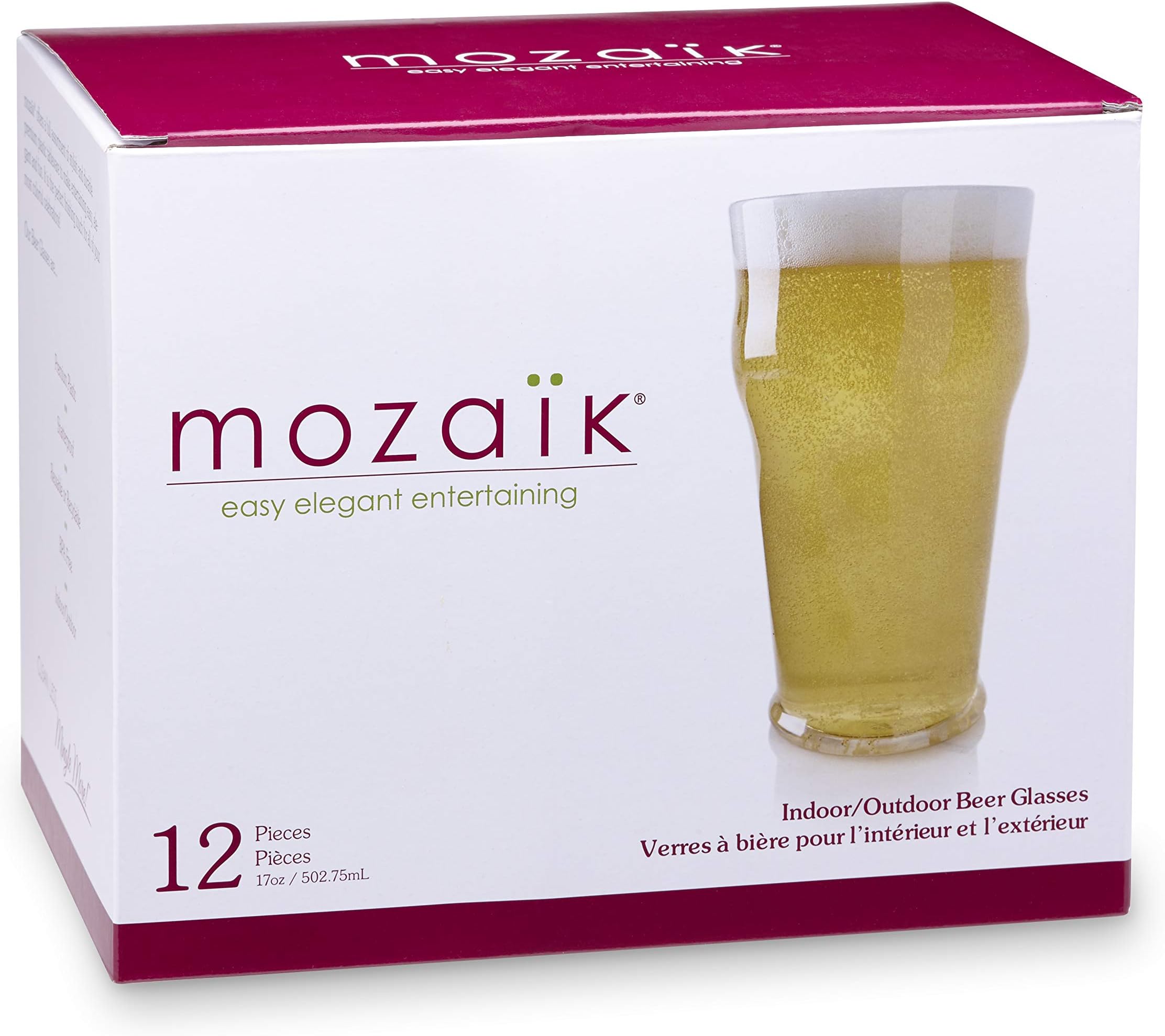 Premium Plastic 17 oz. Beer Glasses, 12 count