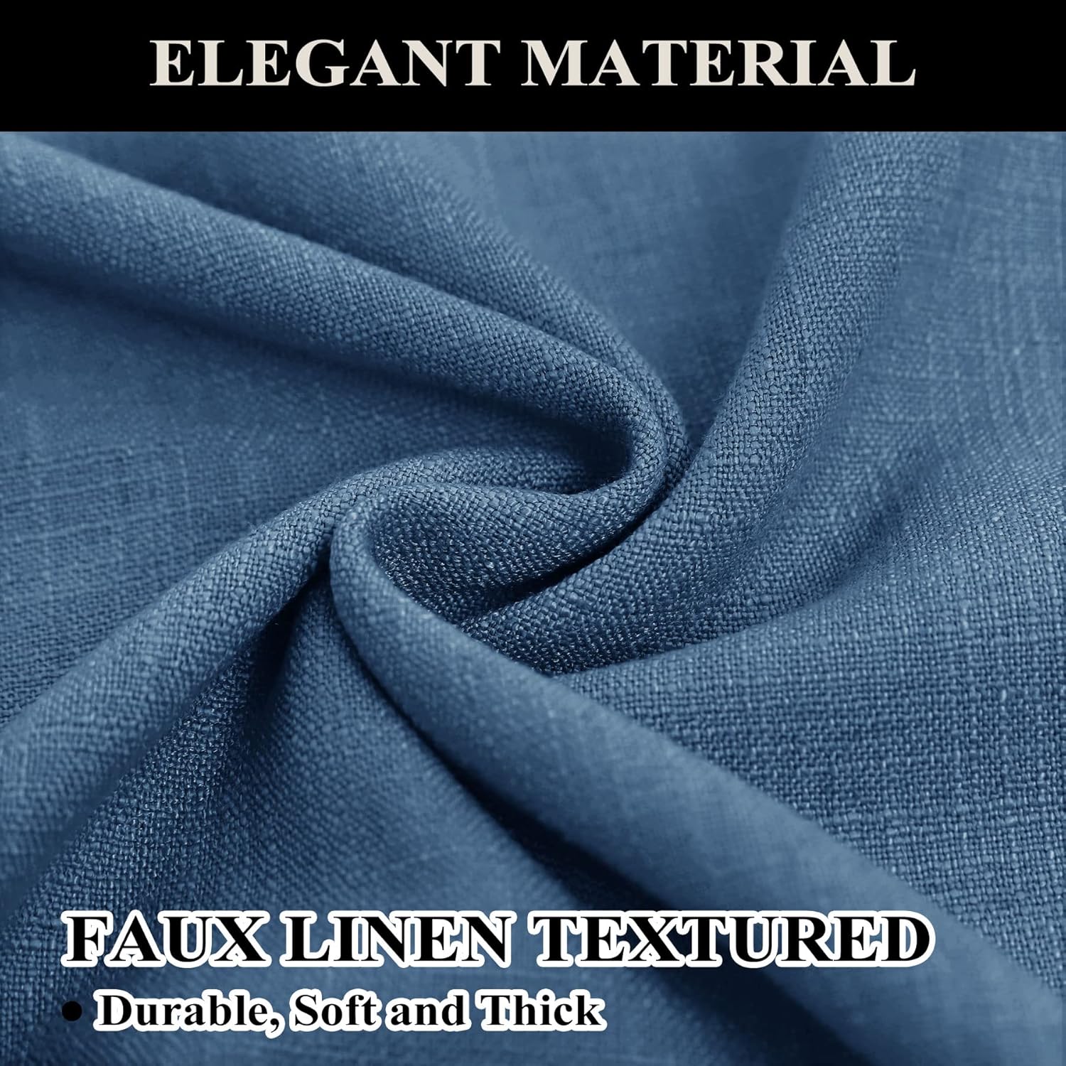 Fcosie 216 Inches Long Natural Linen Curtains Noise Reduction Panels Grommet Light Reducing Curtain Privacy Protection Drapery Thermal Insulated Window Drapes, Aegean Blue, 50" W by 216" L, 2 Panels
