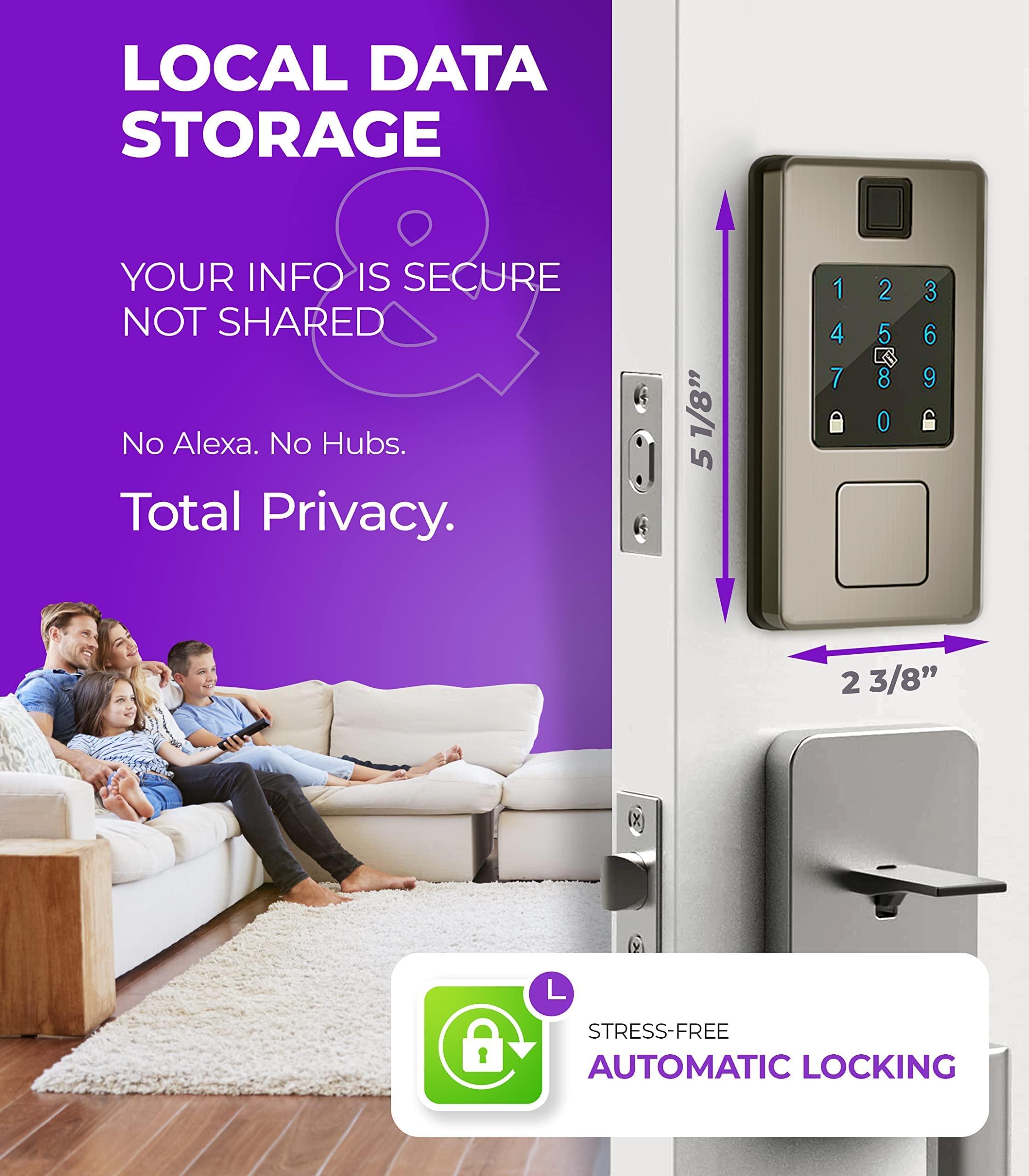 ROOK 5in1 Smart Lock Use Fingerprint, Keypad, App, RF Key Cards, or