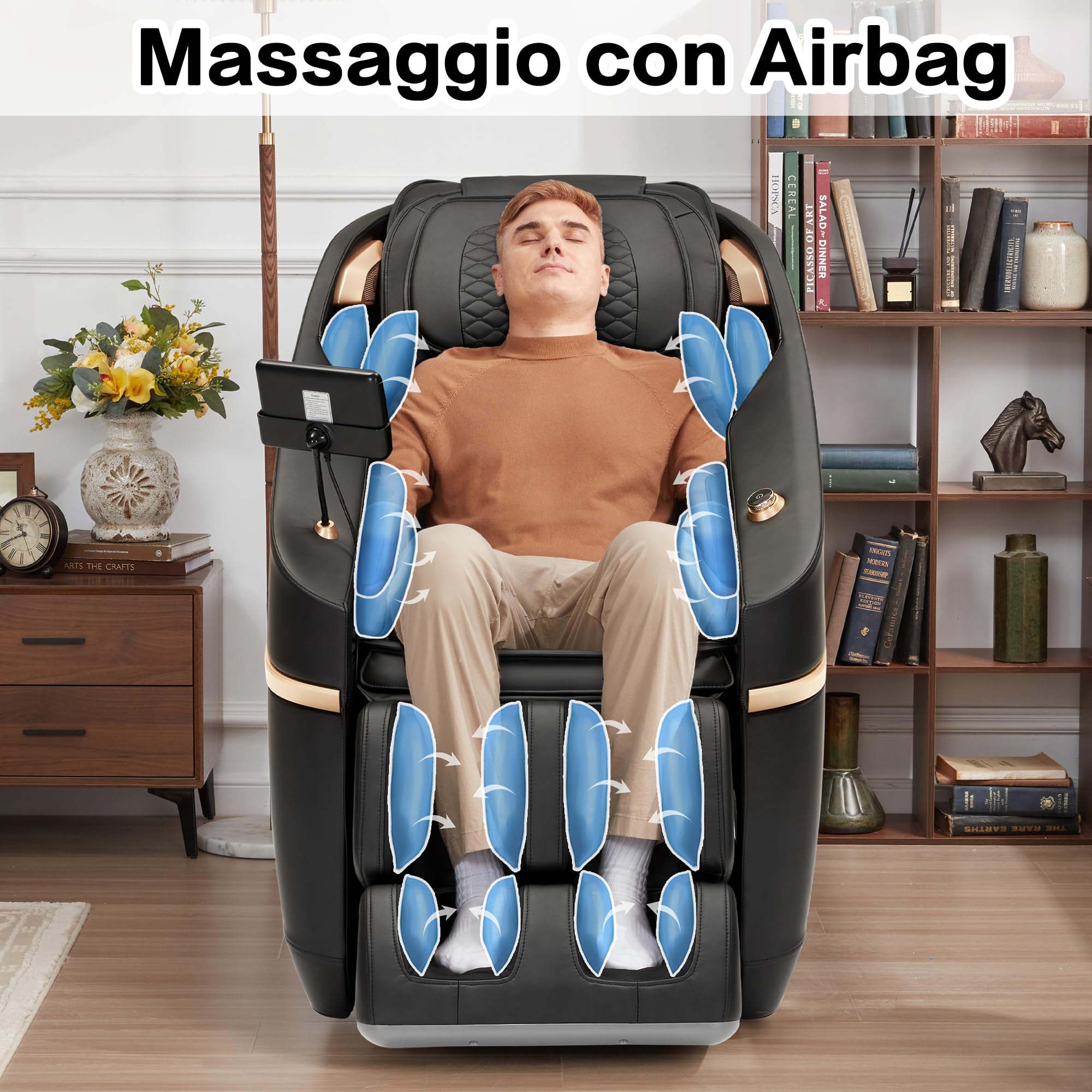 ROTAI Poltrona massaggiante per divano – massaggio completo con impasto e assenza di peso – 22 programmi – Bluetooth, riscaldamento