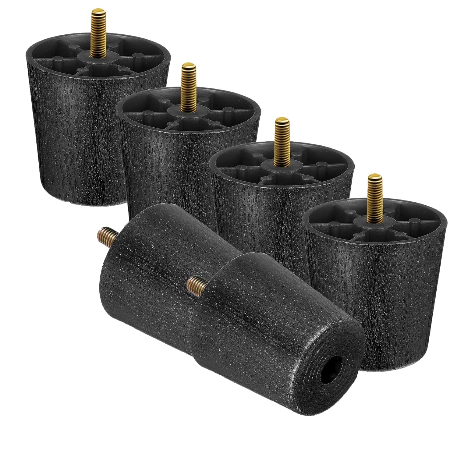 XZSKD 6 Pcs Black Modern Plastic Furniture Legs, Sofa, Coffee Table, Dresser, Bed, Desk, Cabinet Legs with Elastic Rubber Covers