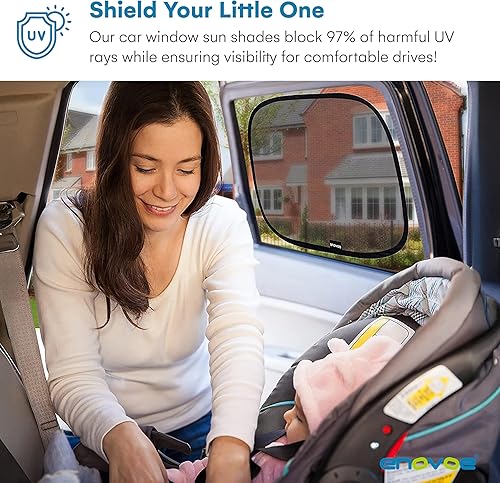 Miniatura 18 de Enovoe - Paquete de 2 persianas para ventana de automóvil, 19 x 12 pulgadas, para SUV, sedanes y camiones, protege al bebé de los rayos UV