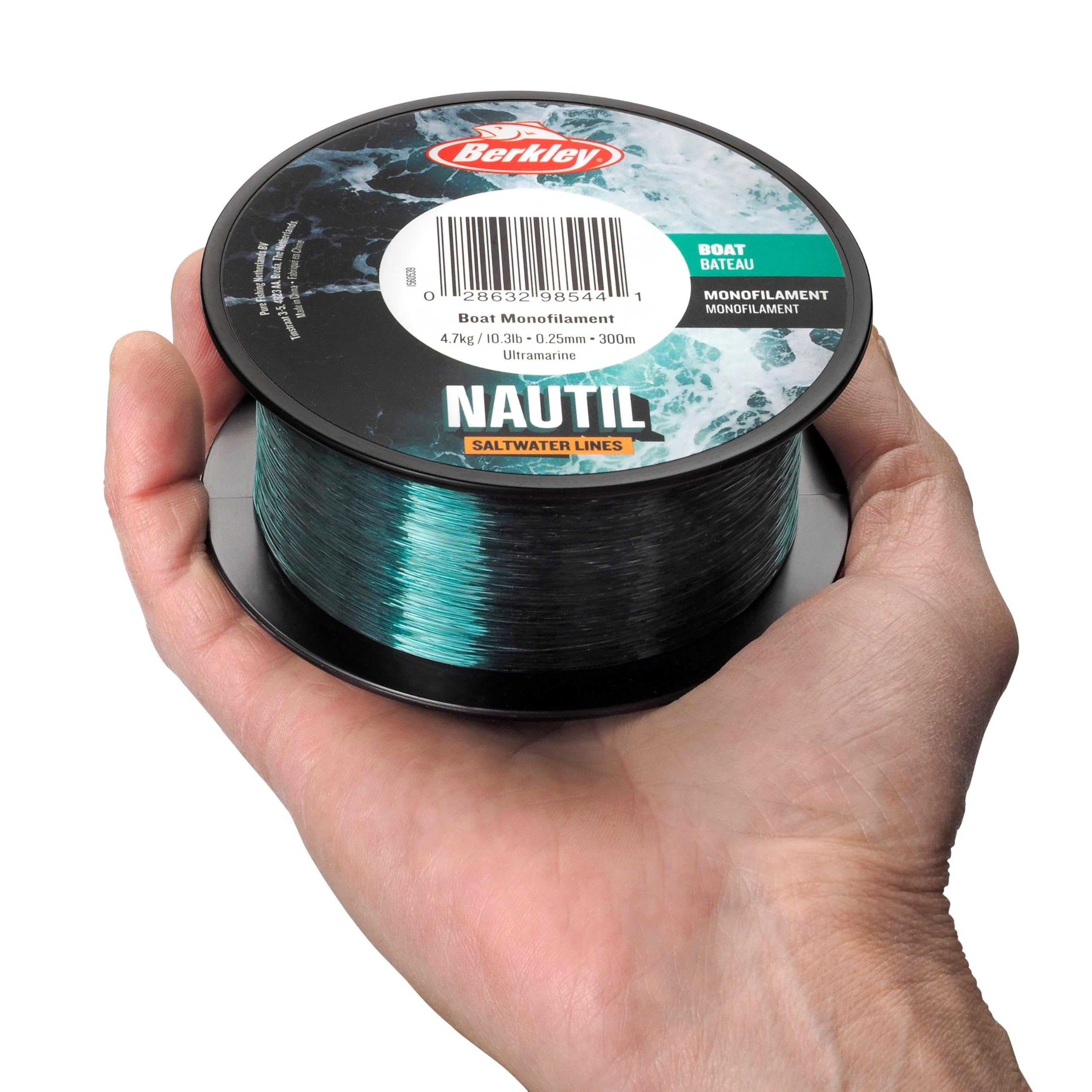 Berkley Nautil Boat Monofilament Żyłka | Ultra mocna, o niskiej pamięci, do wody słonej i słodkiej | Trwała, wysoka odporność na ścieranie i doskonała wytrzymałość na węzły | 0,40 mm | 23,9 lb | 300 m