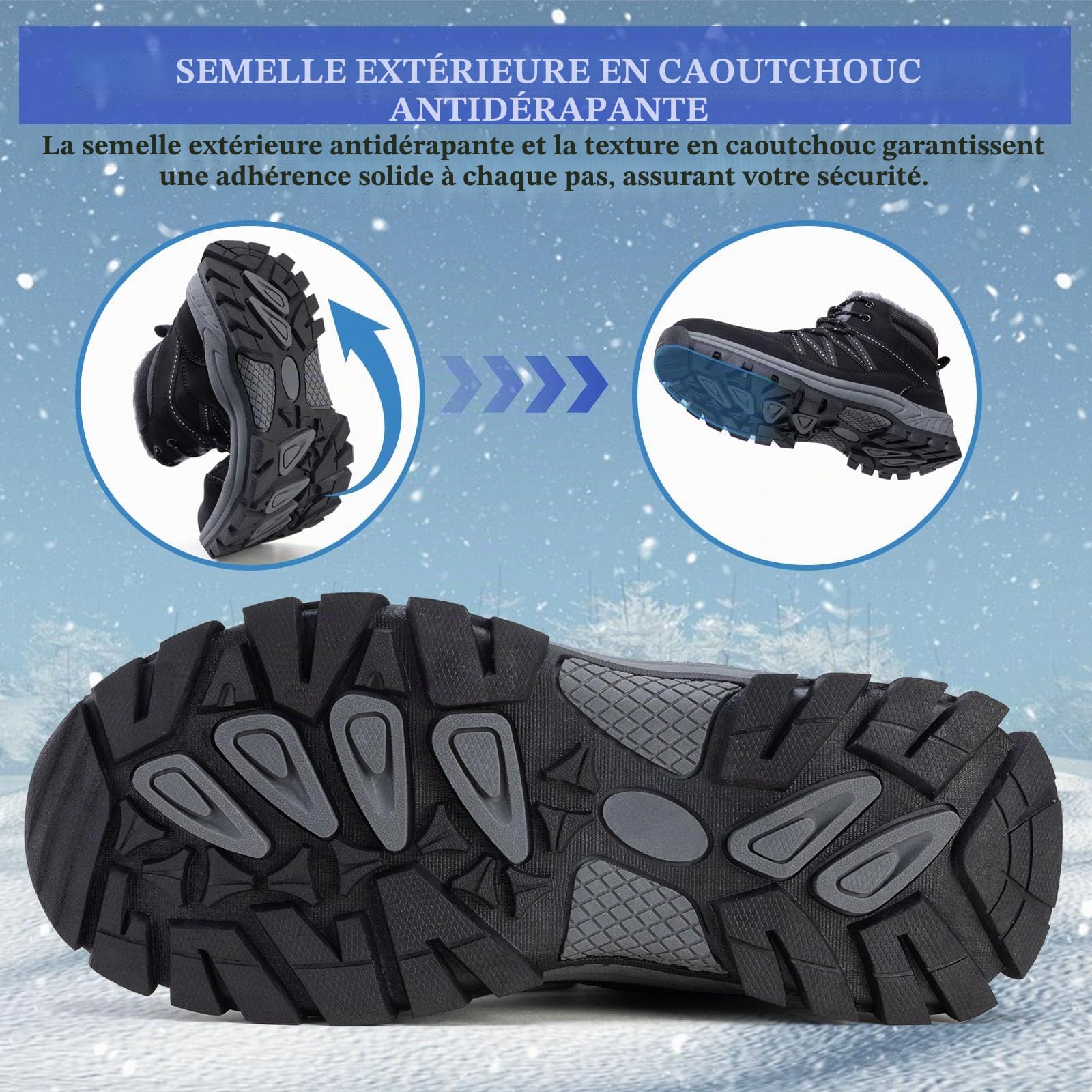 Warm Femmes Neige Bottes Chaussures d'hiver Classiques pour Femme Antidérapantes Outdoor Bottine de Neige Randonnée