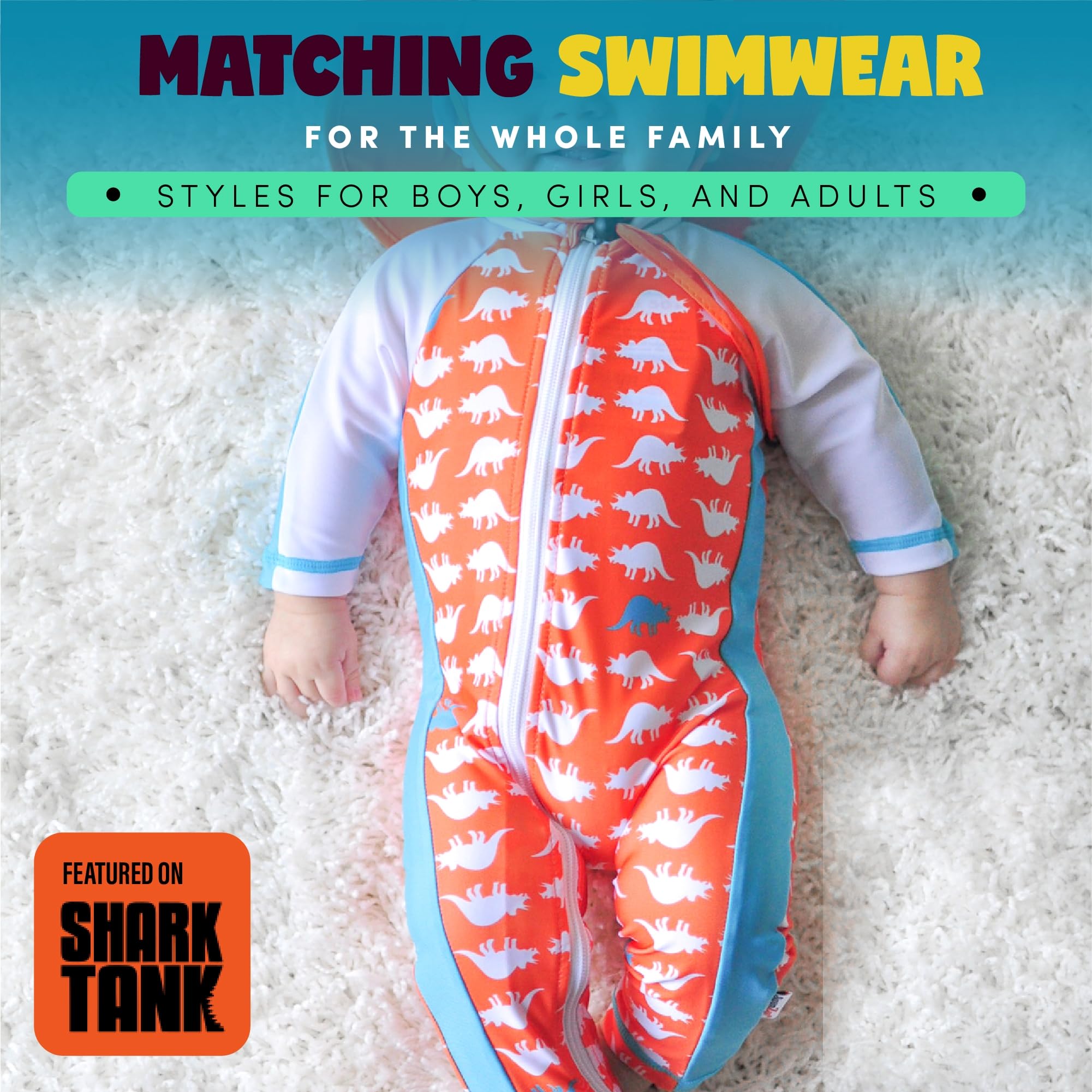 SwimZip Little Boy Manga Larga para niña con UPF 50 Protección Solar - Anaranjado -