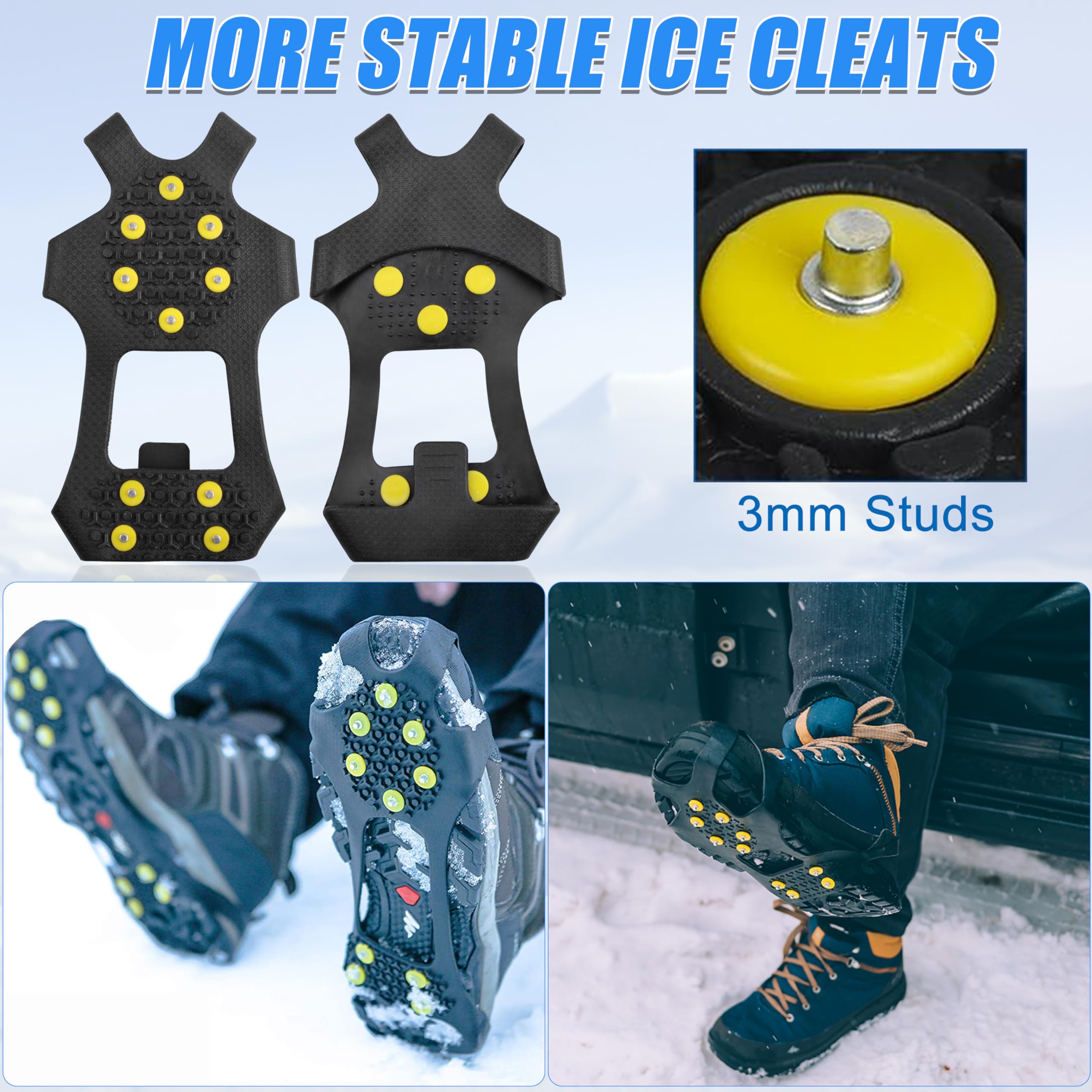 Universel Chaussures Rajvia Crampons Antidérapants 11 Dents - Traction Neige Et Glace Pour Randonnée, Chasse, Marche Hivernale Crampons 11 Dents Acier Inoxydable