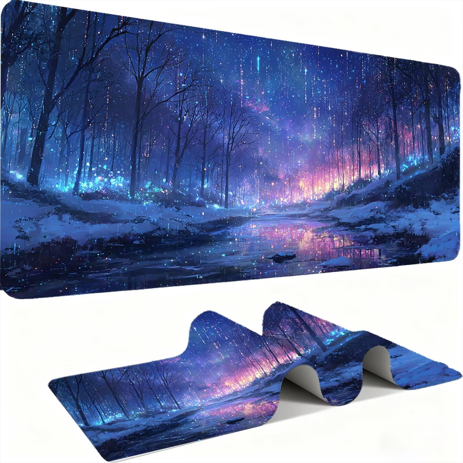 Podkładka pod mysz gwiaździste niebo/krajobraz XXL 1500 x 800 mm duża podkładka pod mysz szyte krawędzie wodoodporna antypoślizgowa duże rozszerzone akcesoria biurowe do komputera, przenośny poprawia