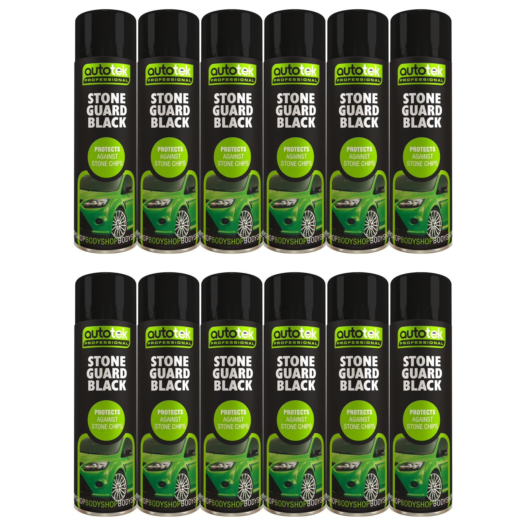 Autotek Black Stone Guard Protects Against Chips Aerosol Spay Paint 500Ml X12