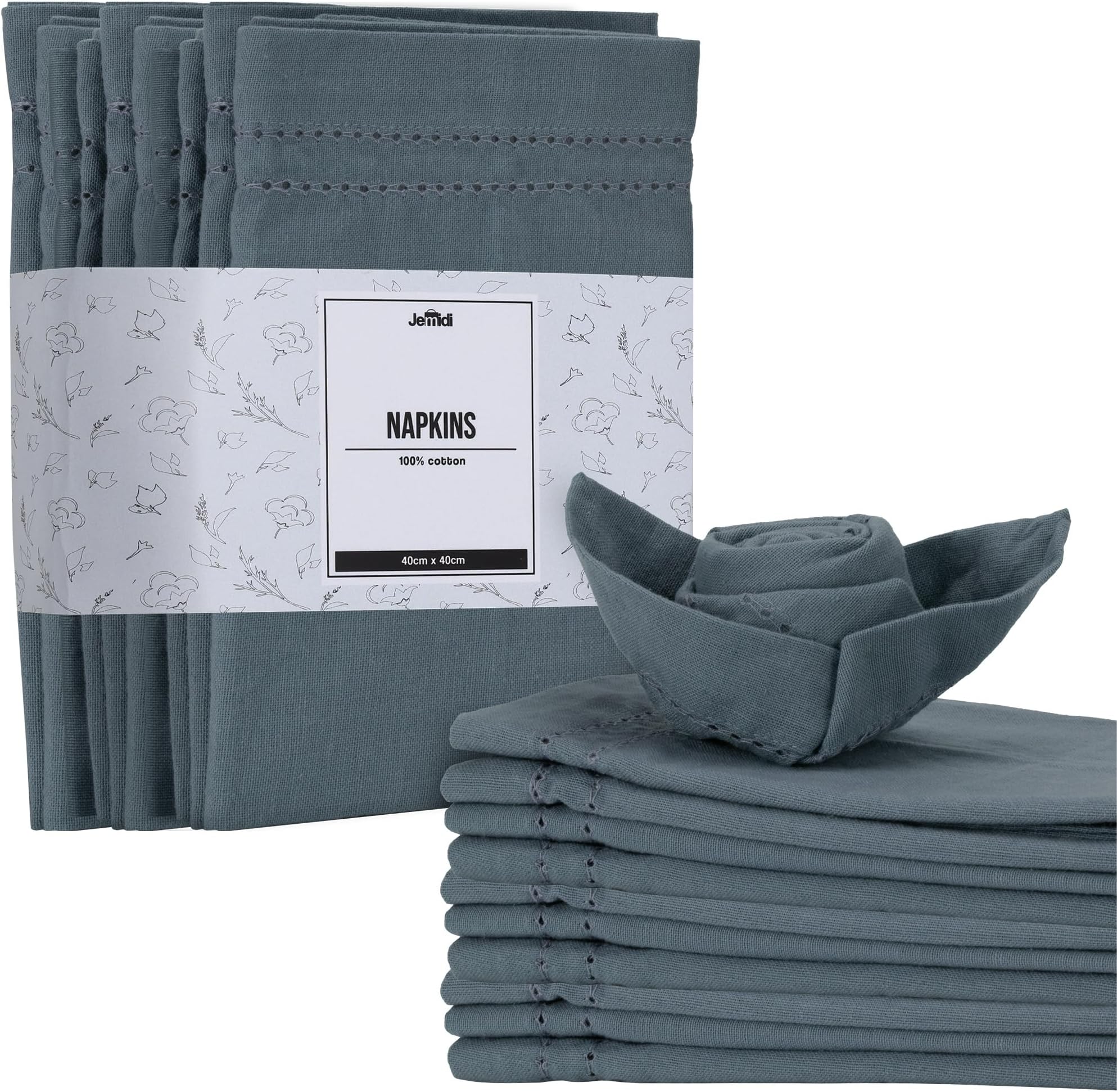 4x Stoffservietten Aus 100% Leinen - Schwarz 42x42cm Für Restaurant & Home