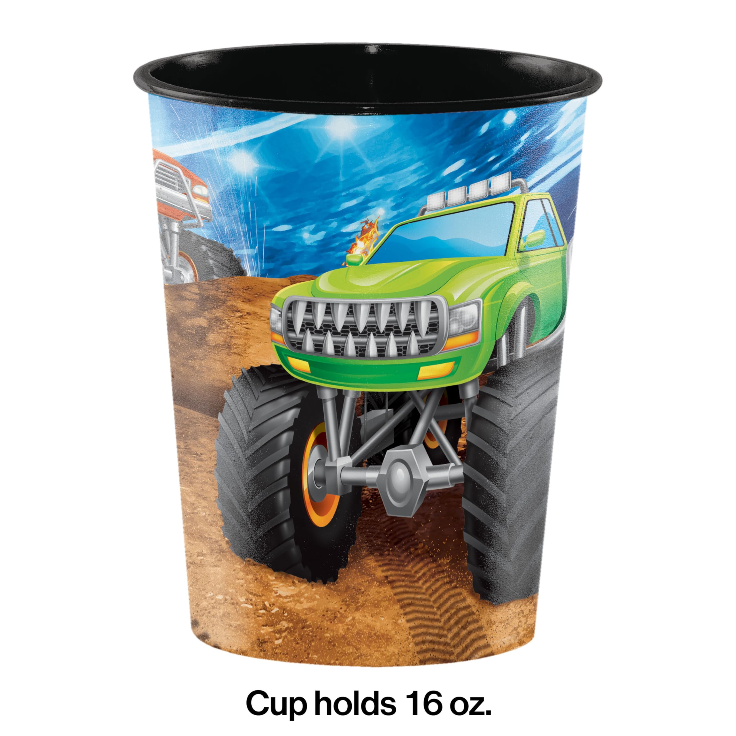 Trendware Monster Truck 16 oz Plastic Cups, 12 Count