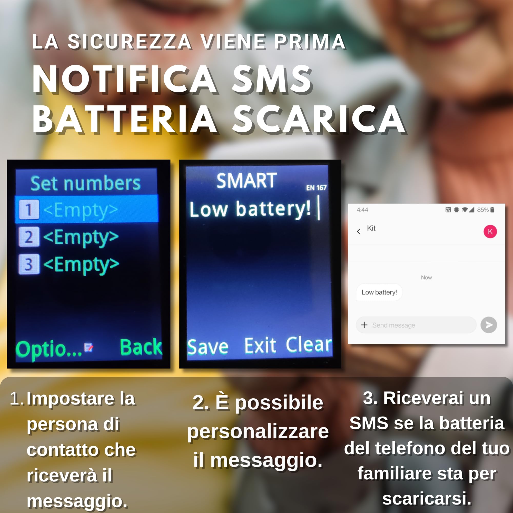 VOCA Telefono a conchiglia con grandi tasti per anziani, Doppio schermo, 4G LTE, Volume elevato, Pulsante SOS | Compatibilità con apparecchi acustici | Dock di ricarica | Testo predittivo | V543