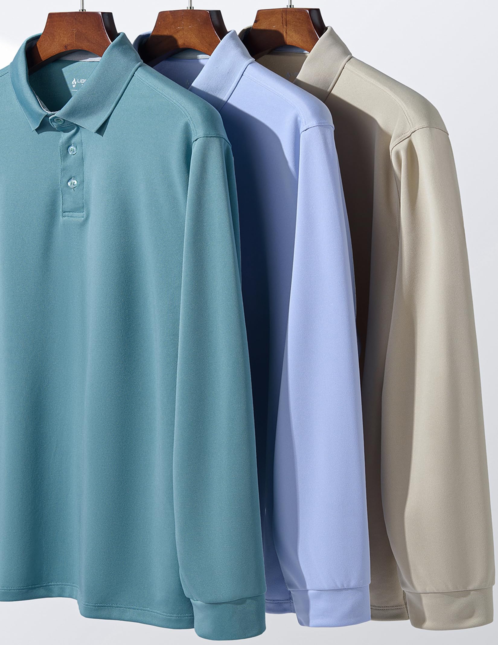 3er-Pack: Dry Fit Langarm-Poloshirts für Herren, athletischer Kragen, Golf-T-Shirts, Performance-Oberteile