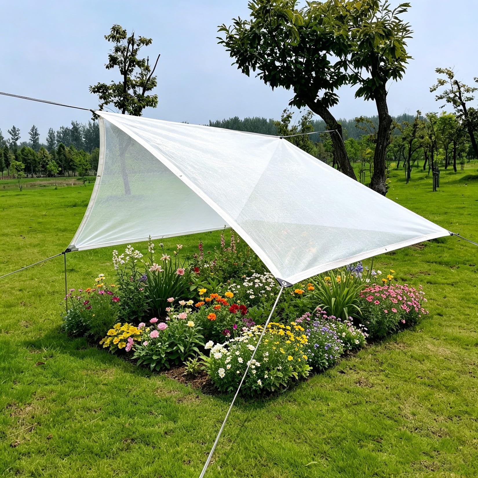 3m x 10m Telo Ombreggiante Bianco HDPE 50% Schermatura Anti-UV, Occhielli Metallici, per Balcone, Terrazzo, Giardino, Serra, Orto e Recinti Animali