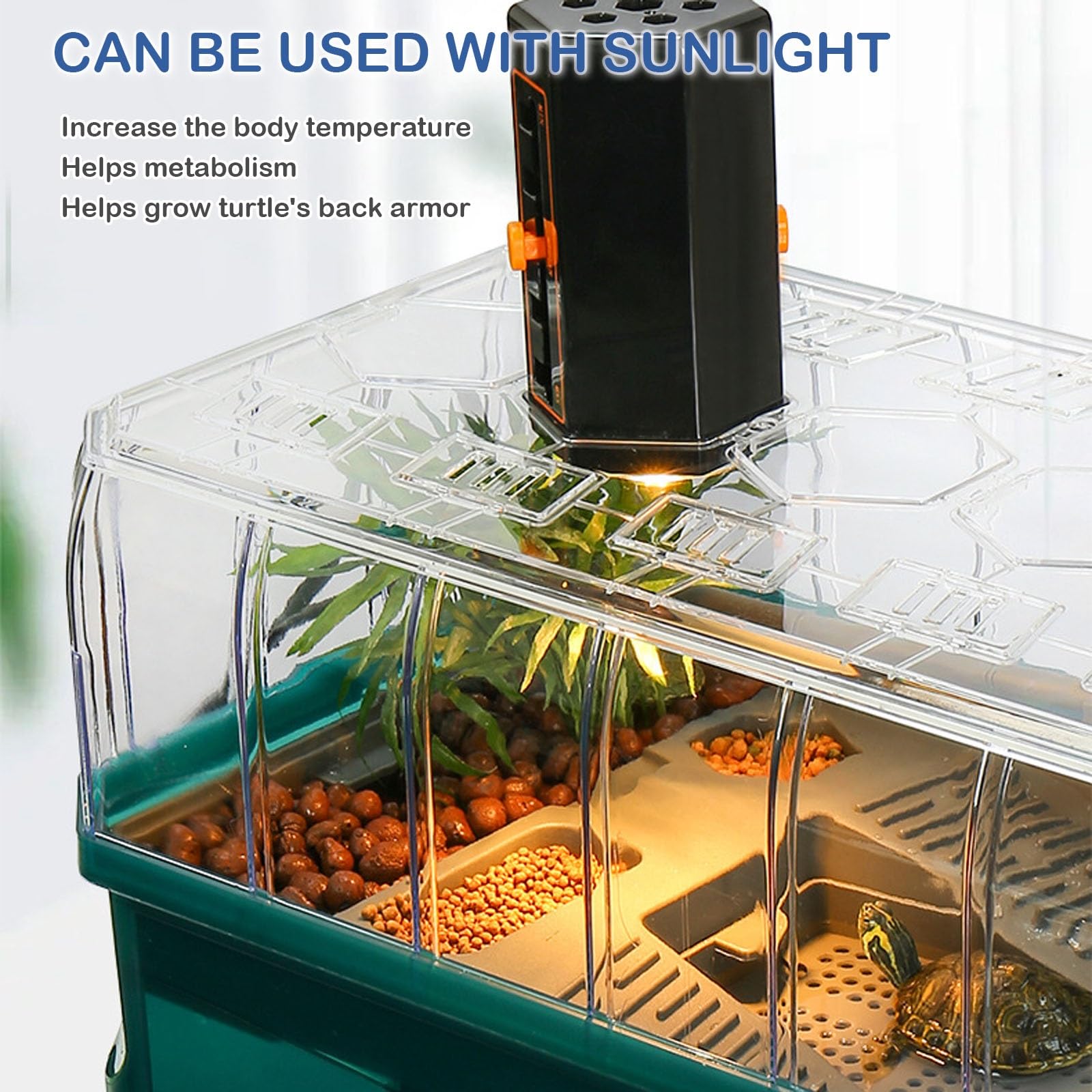 Terrarium Schildkröte - Schildkröten Terrarium Zubehör Wasserschildkröten Aquarium Komplettset mit Deckel | Wasserfiltration im Kreislauf | Terrarien für Reptilien & Amphibien | Turtles-Tank Acryl(Gre
