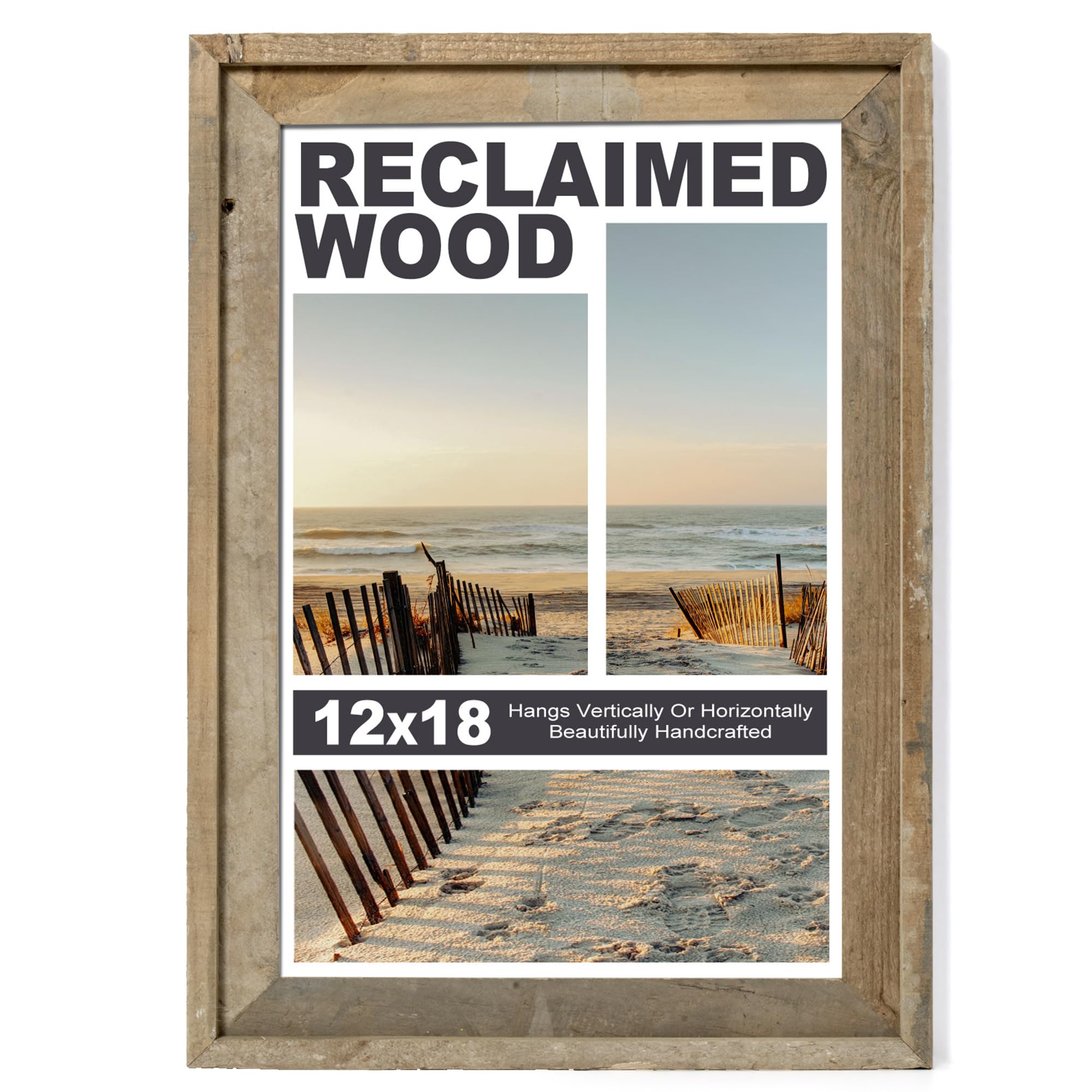 FLYJOE 12x18 Reclaimed Barnwood Picture Frame