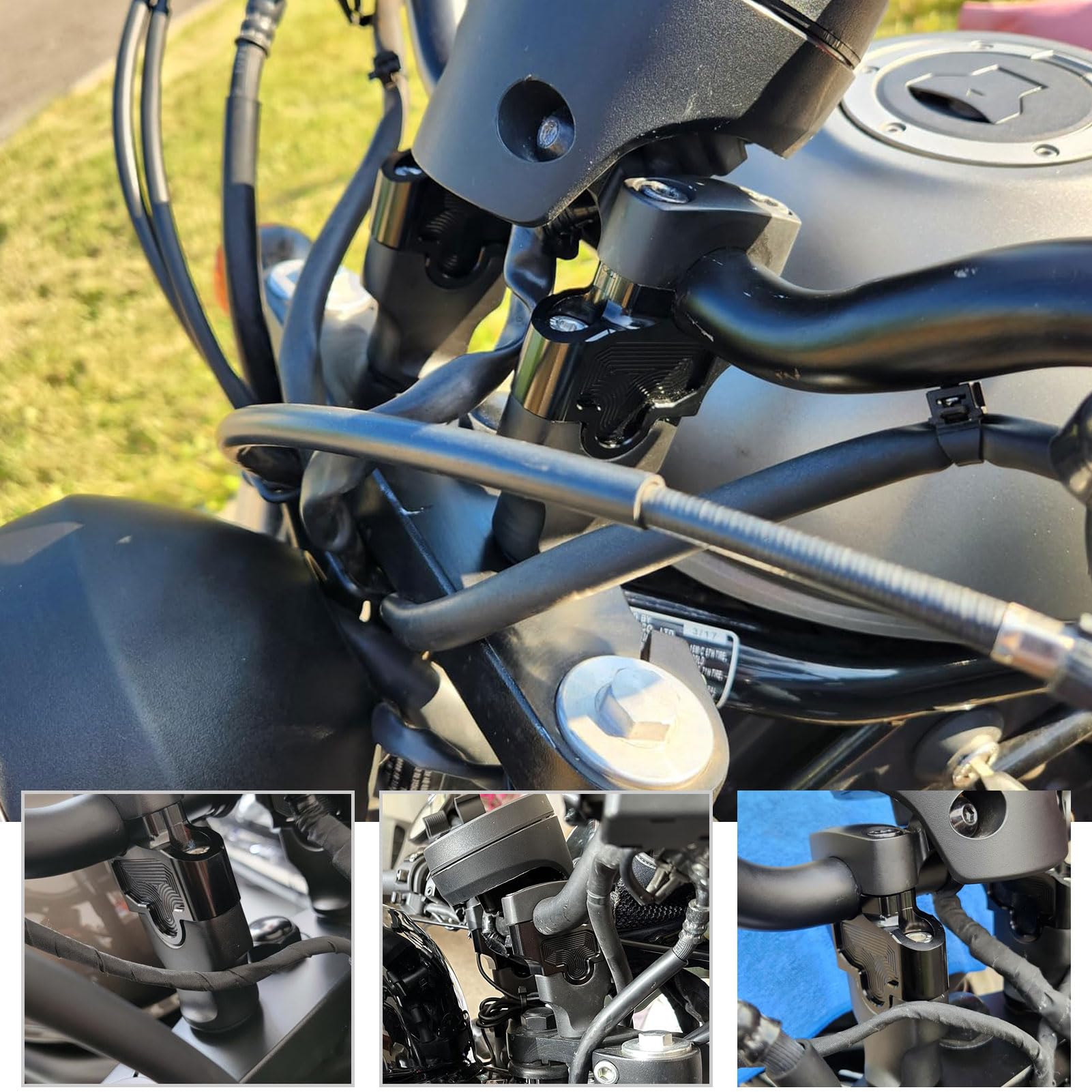 Lenkererhöhung 32 mm, passend für Ho&nda Rebel CMX 500 Rebel 500 CMX300 CMX 1100 Zubehör 2017 2018 2019 2020 2021 2022 2023 2024. Lenkerhöhe nach oben bewegt sich nach hinten, Adapterklemme