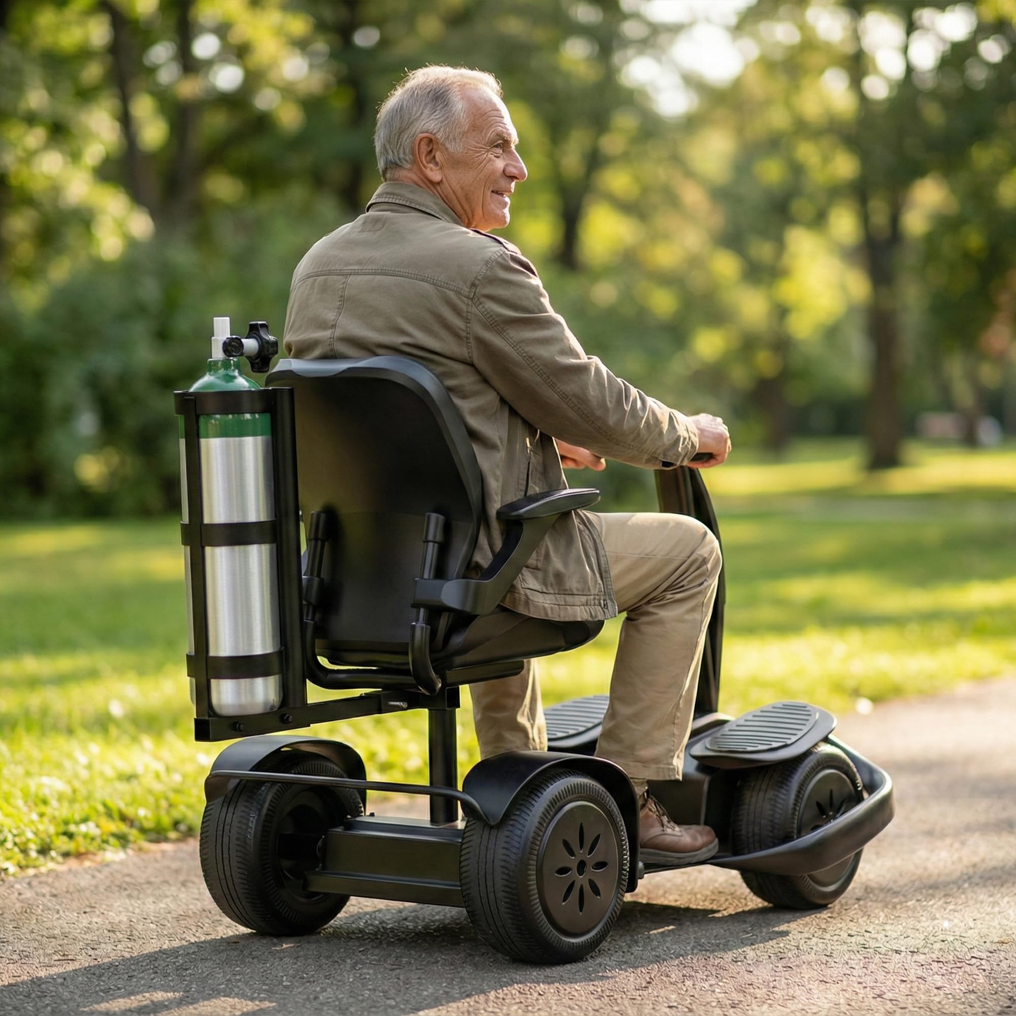 GARVIN Oxygen Tank Holder Cane Holder 2-in-1, Mobility Scooters, Power Wheelchair Accessories (Equipped with 1"x1" Hitch Receiver), Suitable for D and E Oxygen Cylinder 18.9" W x 6" D x 17.6" H