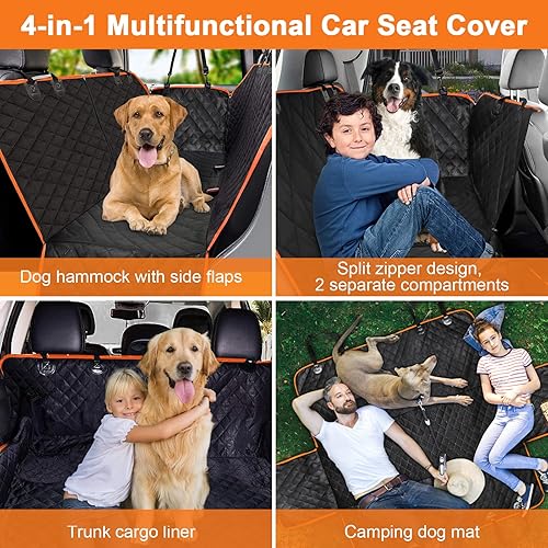 Miniatura 7 de Docatgo Funda de asiento de automóvil para perros y gatos, 6 capas de tela 100% impermeable, funda resistente para asiento trasero de automóvil,