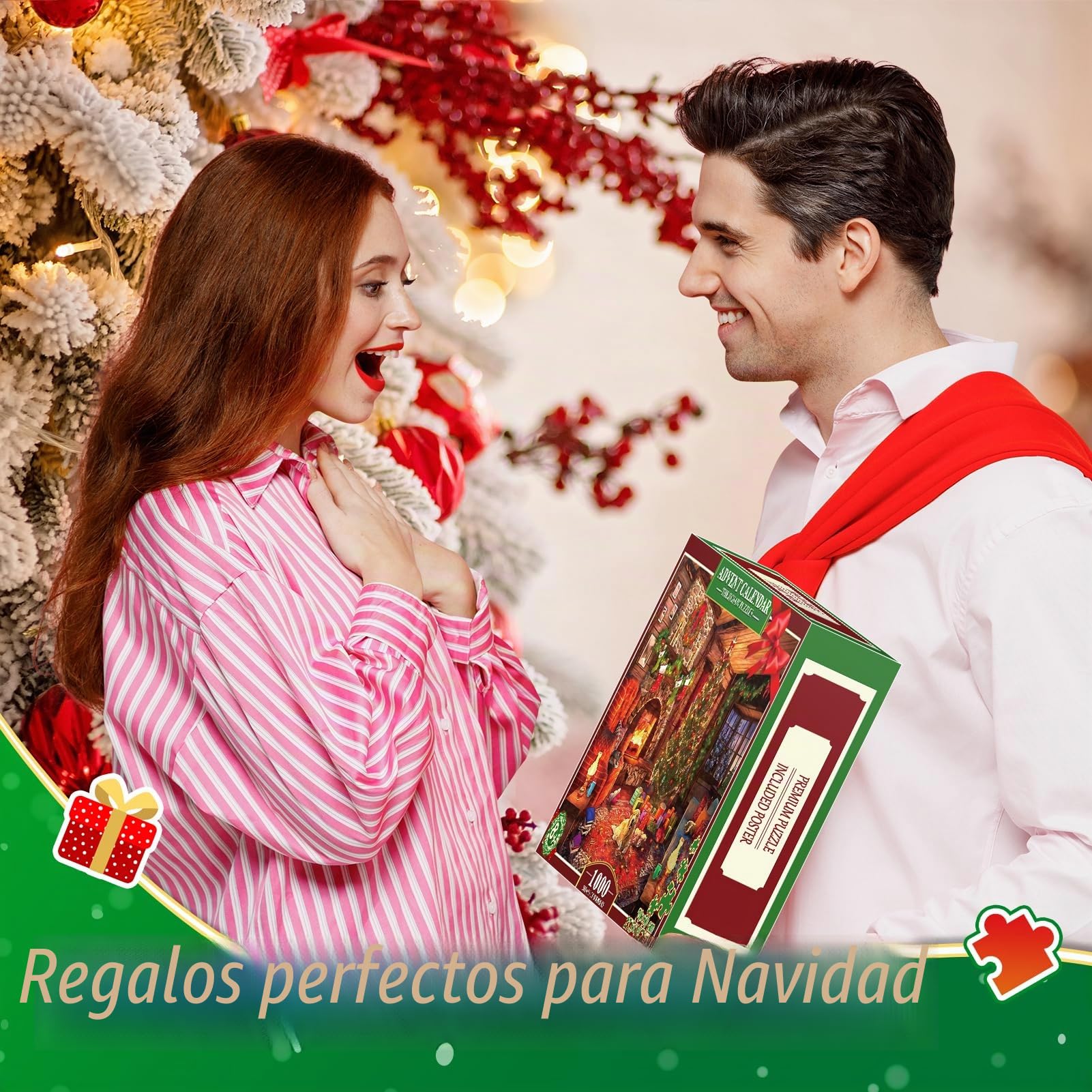 HappyGoLucky Calendario Adviento 2025 Adultos, Puzzle 1000 Piezas Adultos Regalo Navidad para Mujer Hombre y Niño Niña Calendarios de Adviento Adolescentes Regalos Originales para Amigas Parejas
