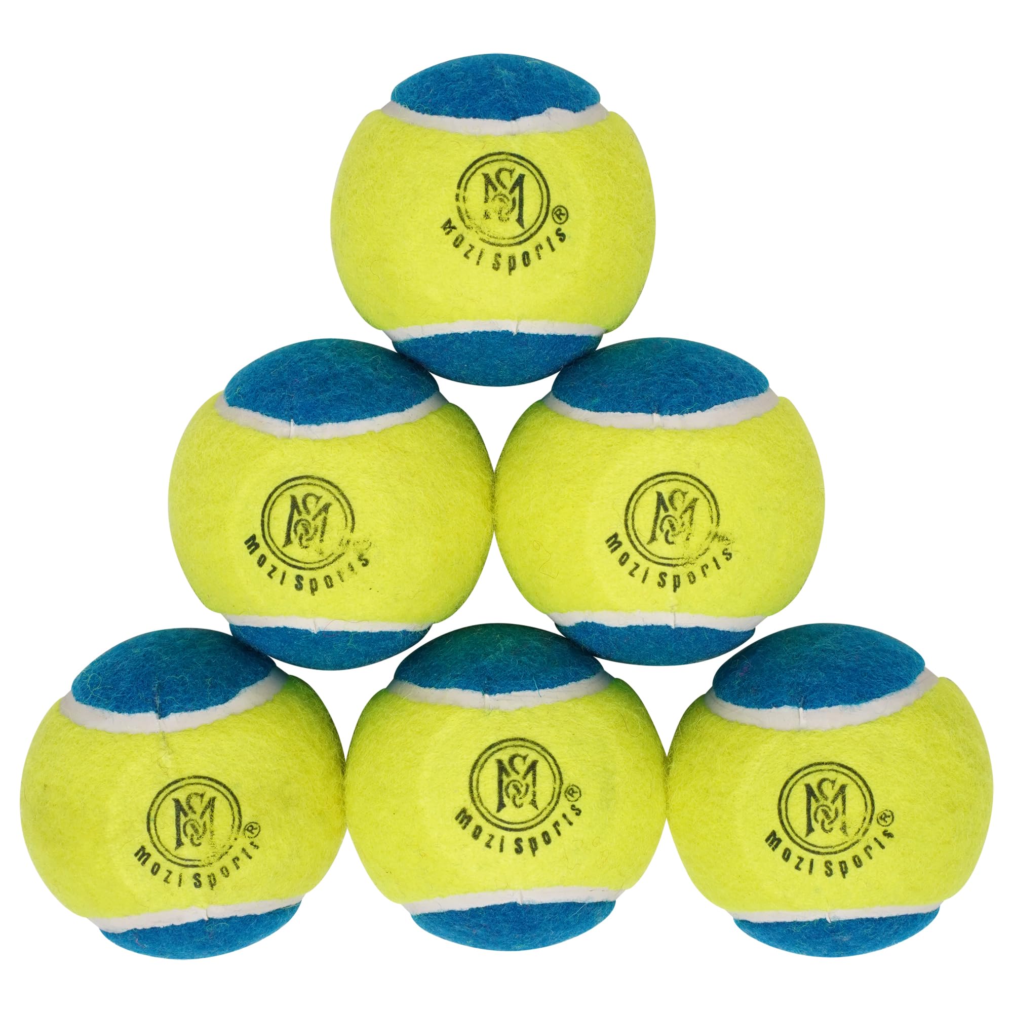 Mozi Sports Cricket Tennis Balls- Heavy Rubber Tennis Balls for Cricket Play Weight 120gm (Blue/yell), 7.1 cm