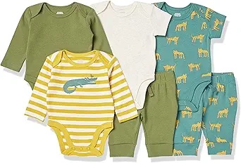 Amazon Essentials Unisex Babies' Cotton Layette Outfit Sets, Pack of 6