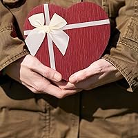 Vista 2 de DECHOUS 3 cajas en forma de corazón con tapas, cajas de cinta de boda para vacaciones, Navidad, boda, día de San Valentín, cumpleaños, cajas