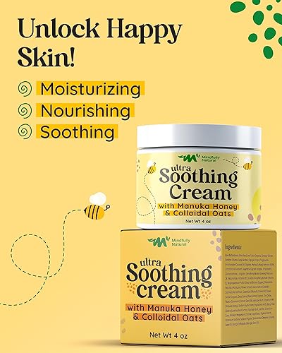 Miniatura 2 de Crema de avena coloidal ultra calmante con miel de manuka, crema para eczema para niños y adultos, loción antipicazón sin esteroides para aliviar la