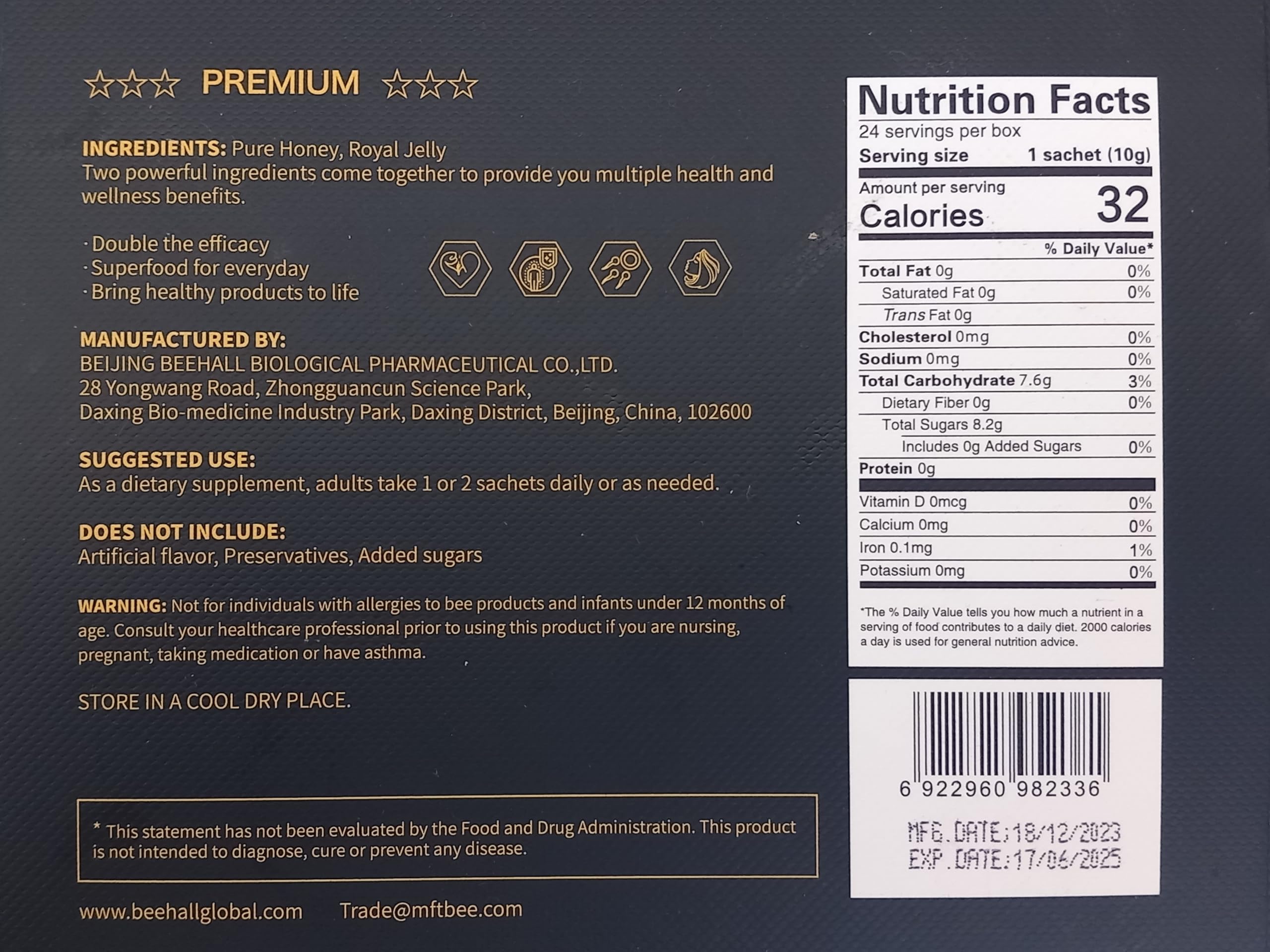 AG nature Gelée Royale Bio Pure Adulte Royal Jelly Honey - 24 Stick 10g - Miel Gelee Pour Immunité et Contre Fatigue Intense Épuisement de l'Homme