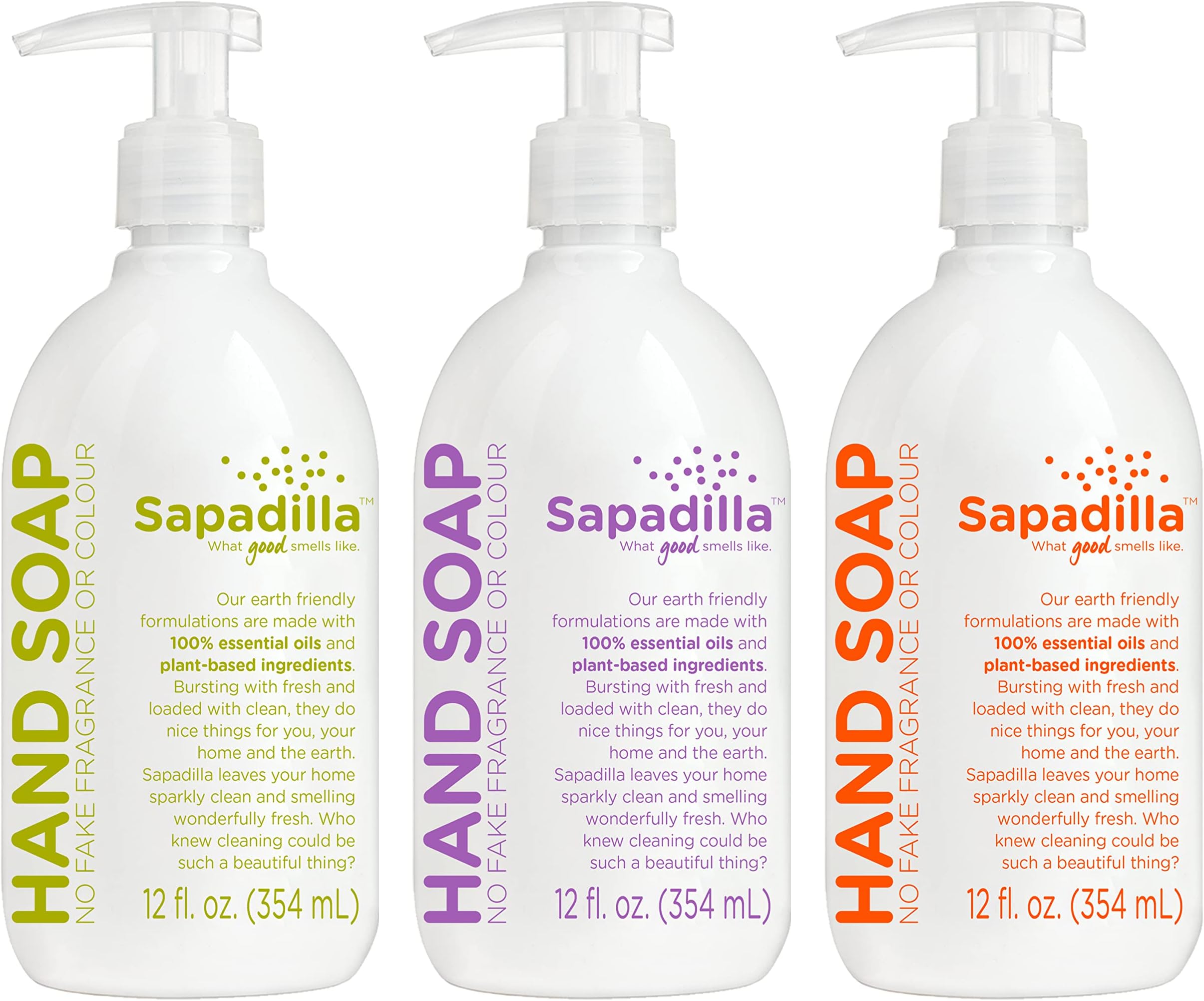 Sapadilla Liquid Hand Soap - Three Scent Variety, 12 Ounce, Pack of 3