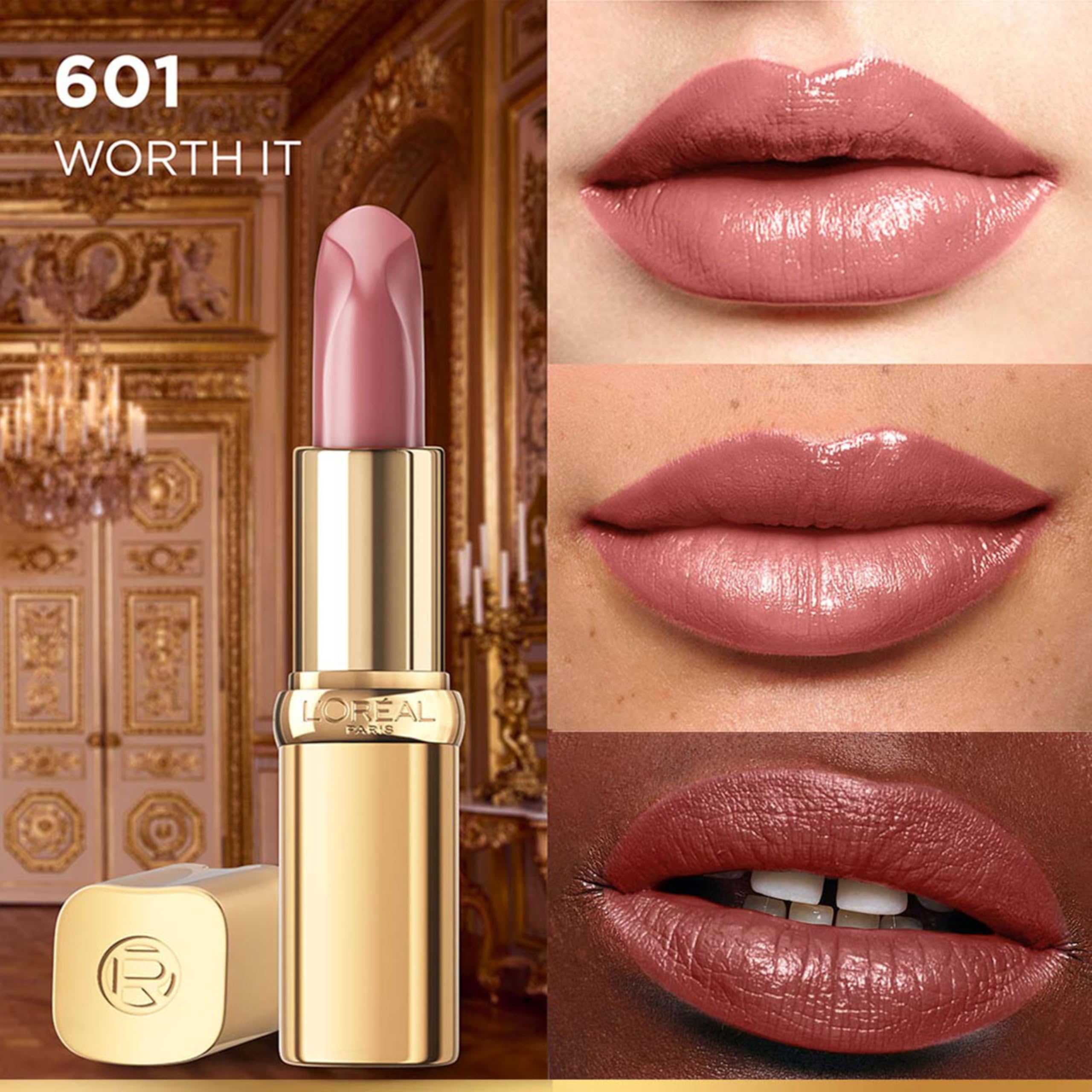 L'OREAL PARIS Color Riche Satin Lipstick- 601 Worth It, 4 Gm 4