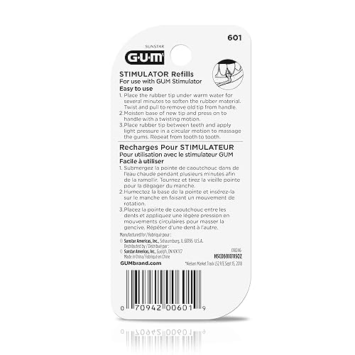 Miniatura 8 de GUM Estimulador con mango permanente, 1 punta de goma incluida, masajeador de mango largo para encías, elimina la placa y promueve la salud de las