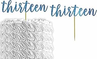 Glitter Number"Thirteen" 13th Birthday Cake Topper | Thirteen Birthday Party Cake Topper | Anniversary Party | Decorations (Blue)