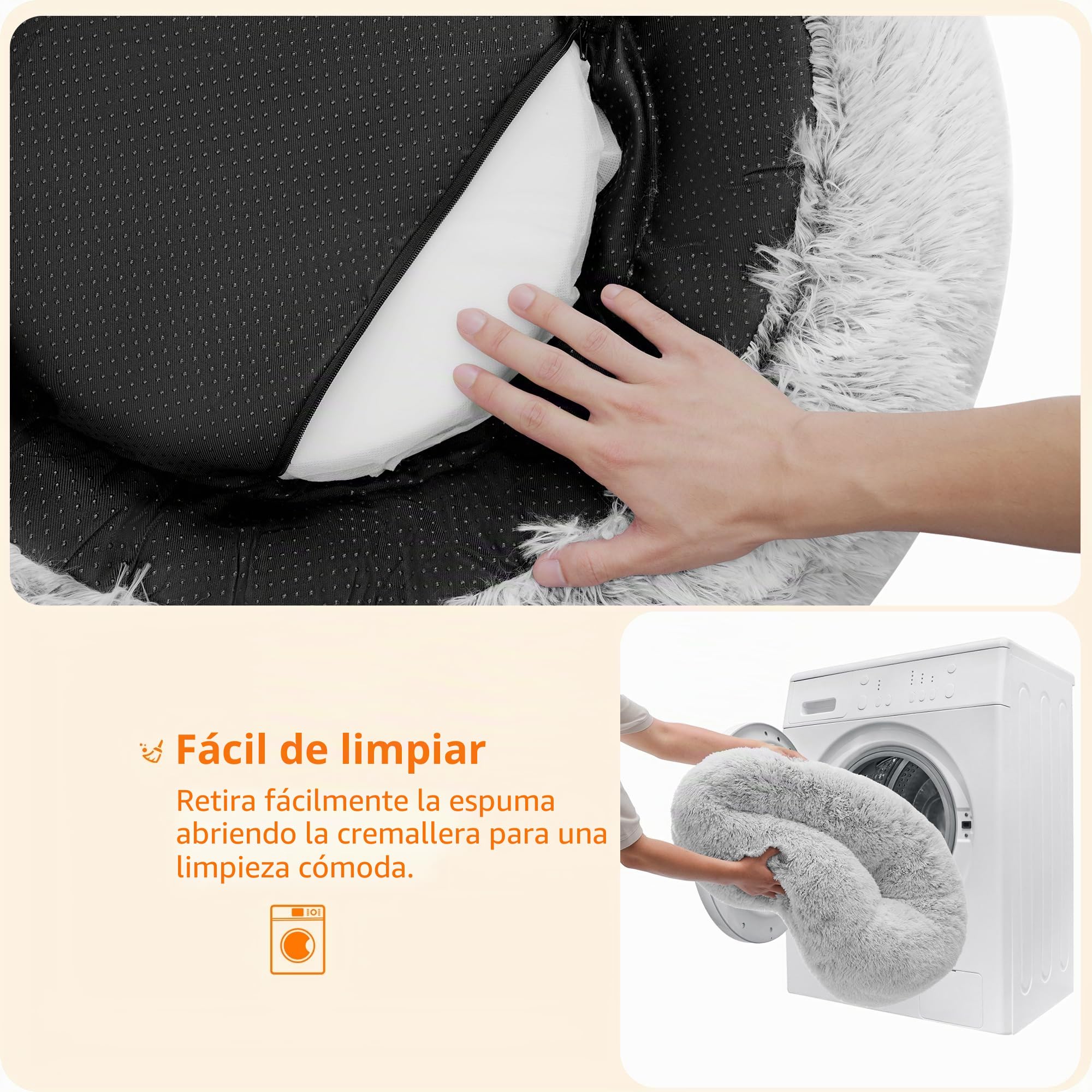 HMTOPE Cama Ortopédica Redonda Cojín para Perro Sofá Cama para Gato Donut Acogedora Cesta para Perro Lavable, 100 cm Ø, Gris Claro