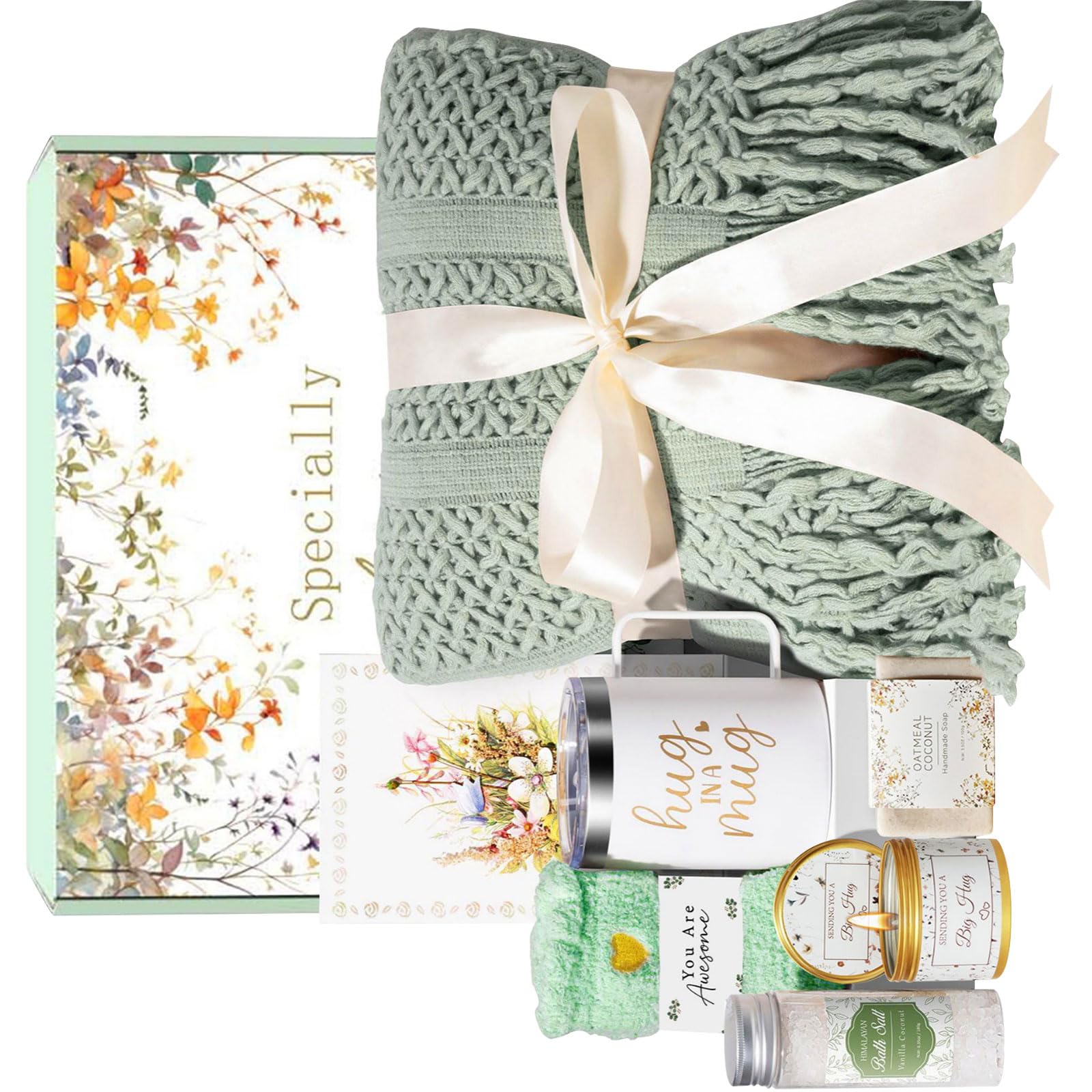 PANGBOER Women Wellness Gift Set Plush Blanket Cup Scented Caring Package Comfortable Gift Set