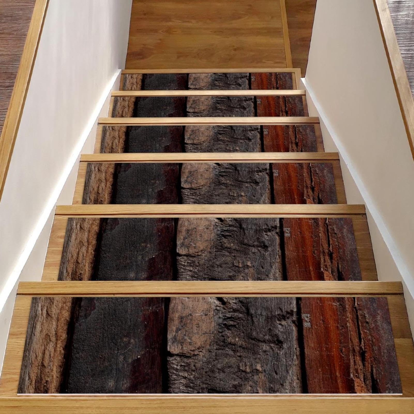 Tapis d'escalier antidérapant marron d'intérieur pour marches en bois