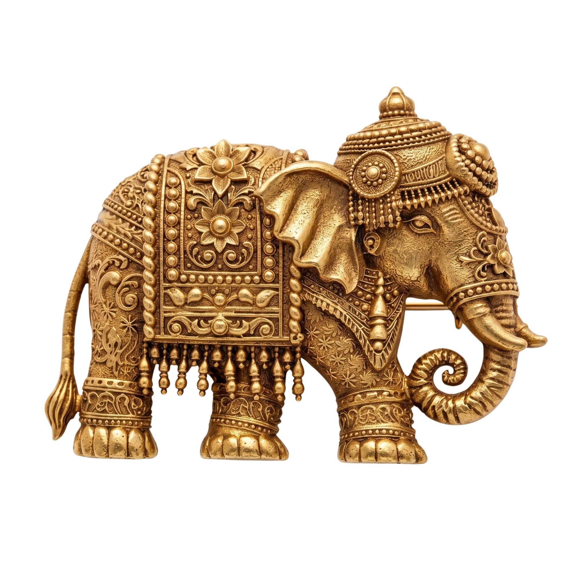 Royal Gaja Elephant Brooch - Antique Gold Maharaja Elephant Lapel Pin for Groom’s Wear-picture-24