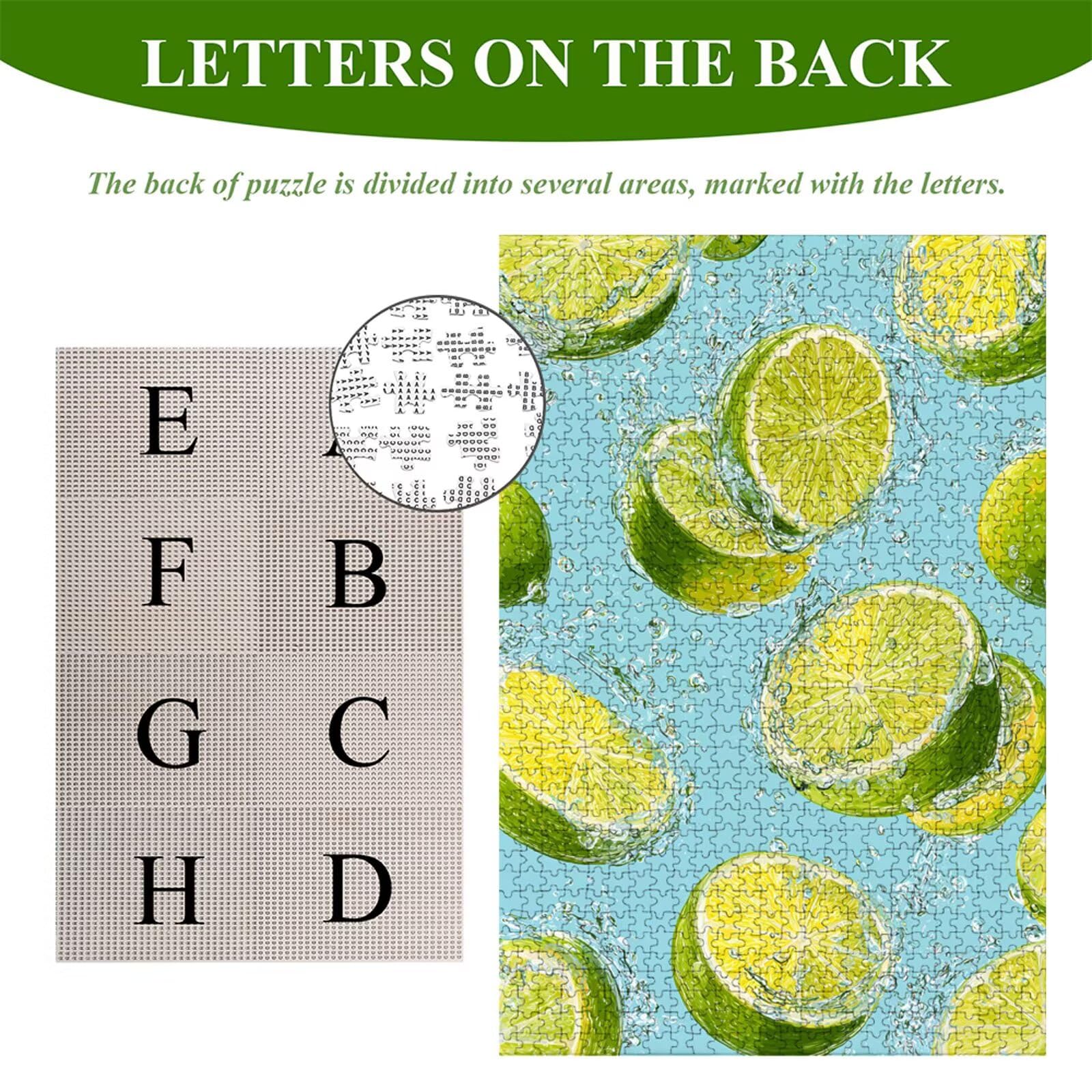 Puzzle 1200 Piezas Adultos Limón & Verde, Rompecabezas con Letras Traseras y Póster, Pasatiempo Antiestrés, Decoración de Pared, Regalo Decorar Mujer Hombre 75 x 50 cm (14 Años +) P3#829