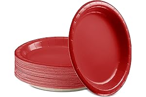 Disposable Paper Plates Red, 6 3/4 Inches Paper Dessert Plates