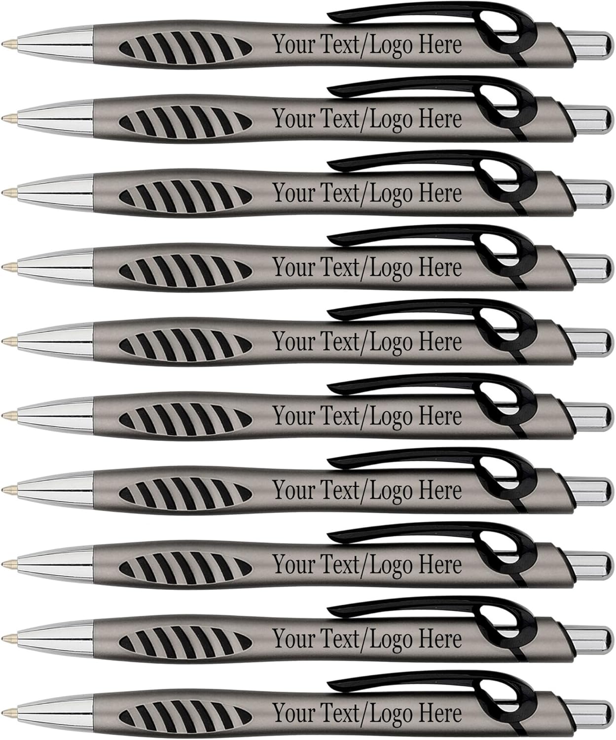SyPen Personalized Pens With your Custom Logo or Text-300 Pack Bulk-for Businesses, Parties, and Events, Custom Printed Click Action Ballpoint Pens, Rubber Grip, Black Ink, Light Blue Pens