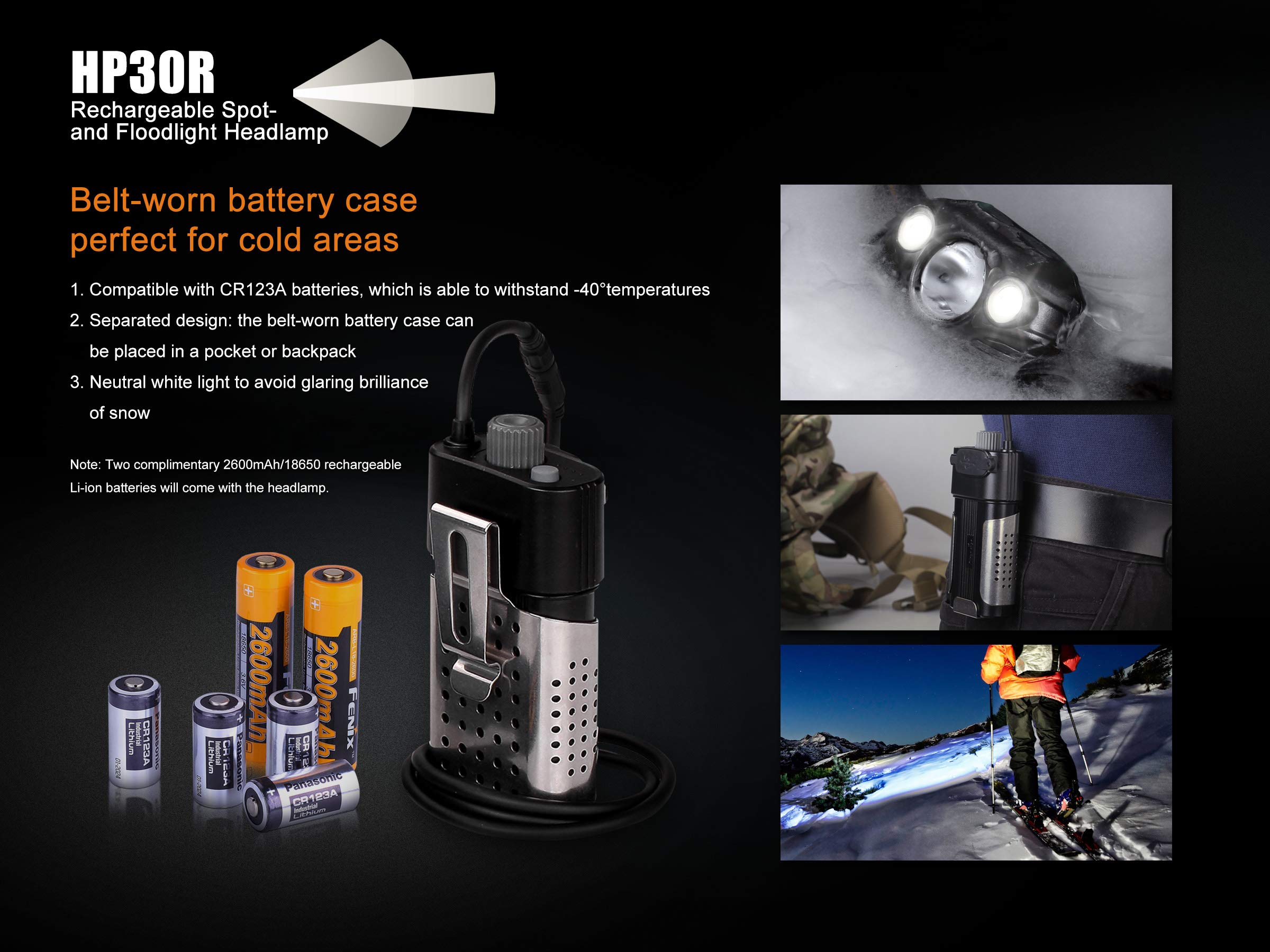 FENIX HP30R Lampe Frontale Rechargeable Gris