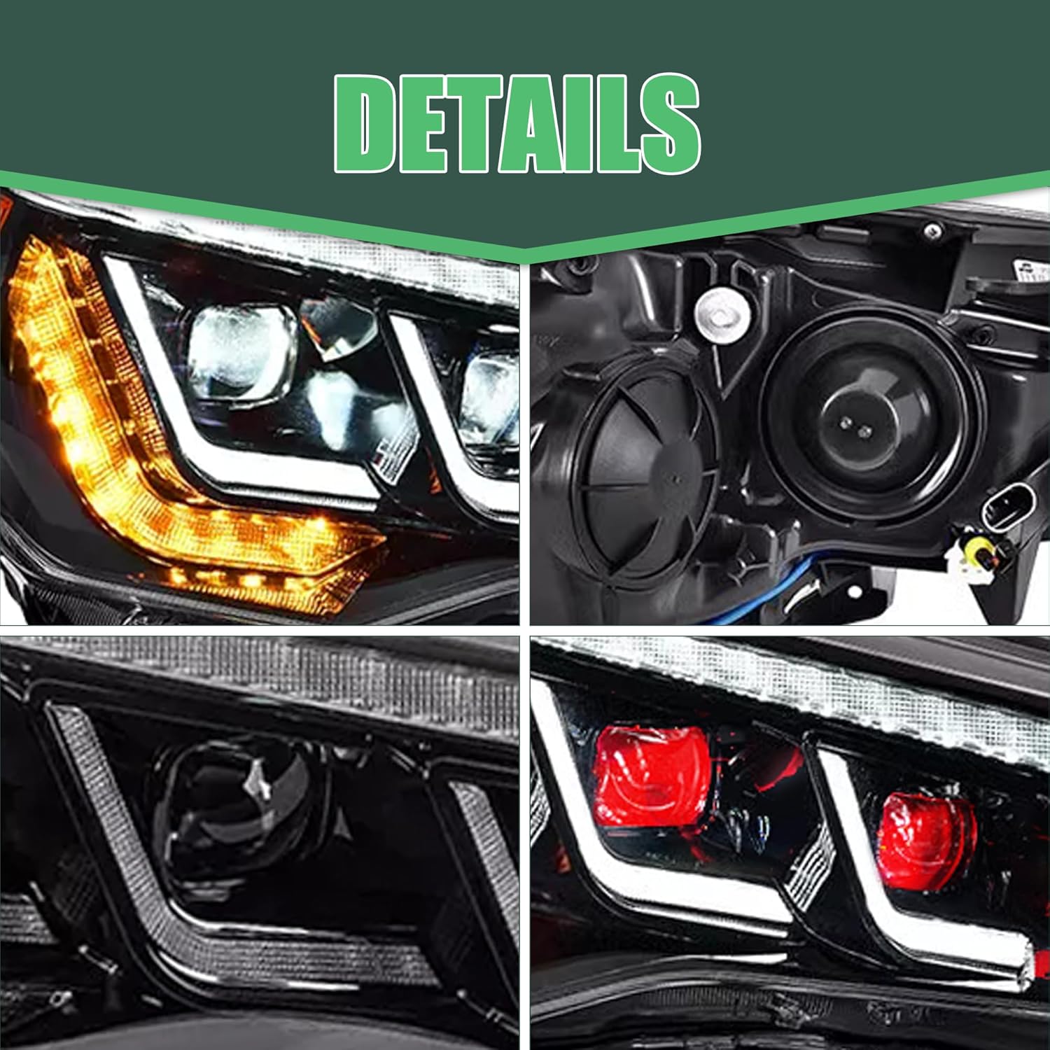 letsdate Projector Headlights Compatible For 5th Gen N280 Facelift 4Runner Pickup Trucks 2014-2023 w/Dynamic Animation w/Amber Sequential Turn Signal, Can Switch to Red Eye