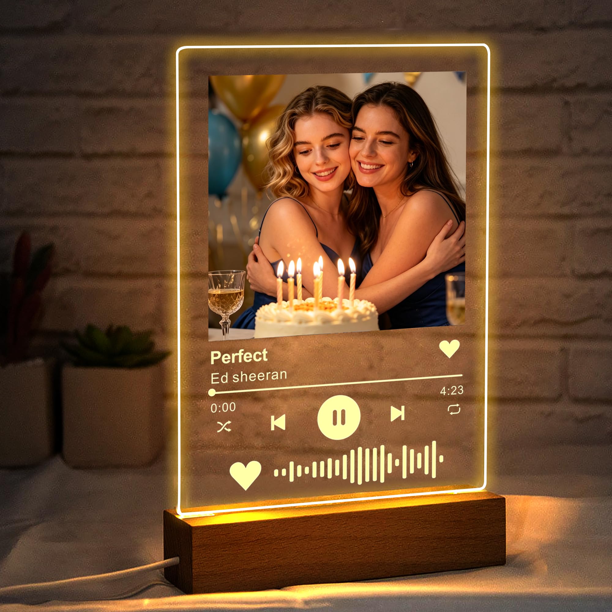 EDSG Personalised from Spotify Plaque, Music Plaque Photo Gifts 7Colors Night Light, Birthday Gifts for Him Her Women Boyfriend Girlfriend Valentines Day Christmas Anniversary (Design 4)