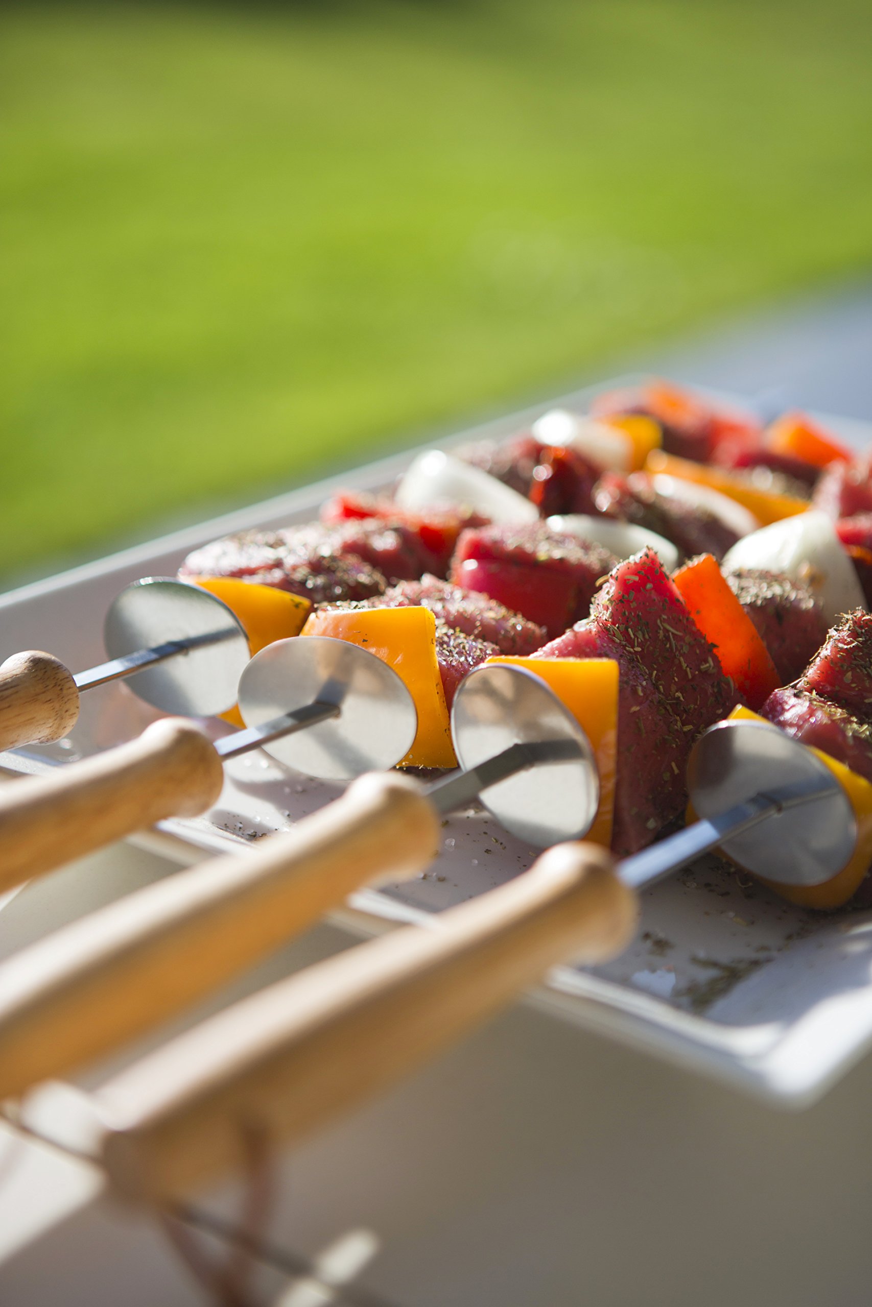 Barbecook Spiedini da Barbecue riutilizzabili, Set di 4 spiedini, Accessori per Barbecue in Acciaio Inox e Legno, 46 cm